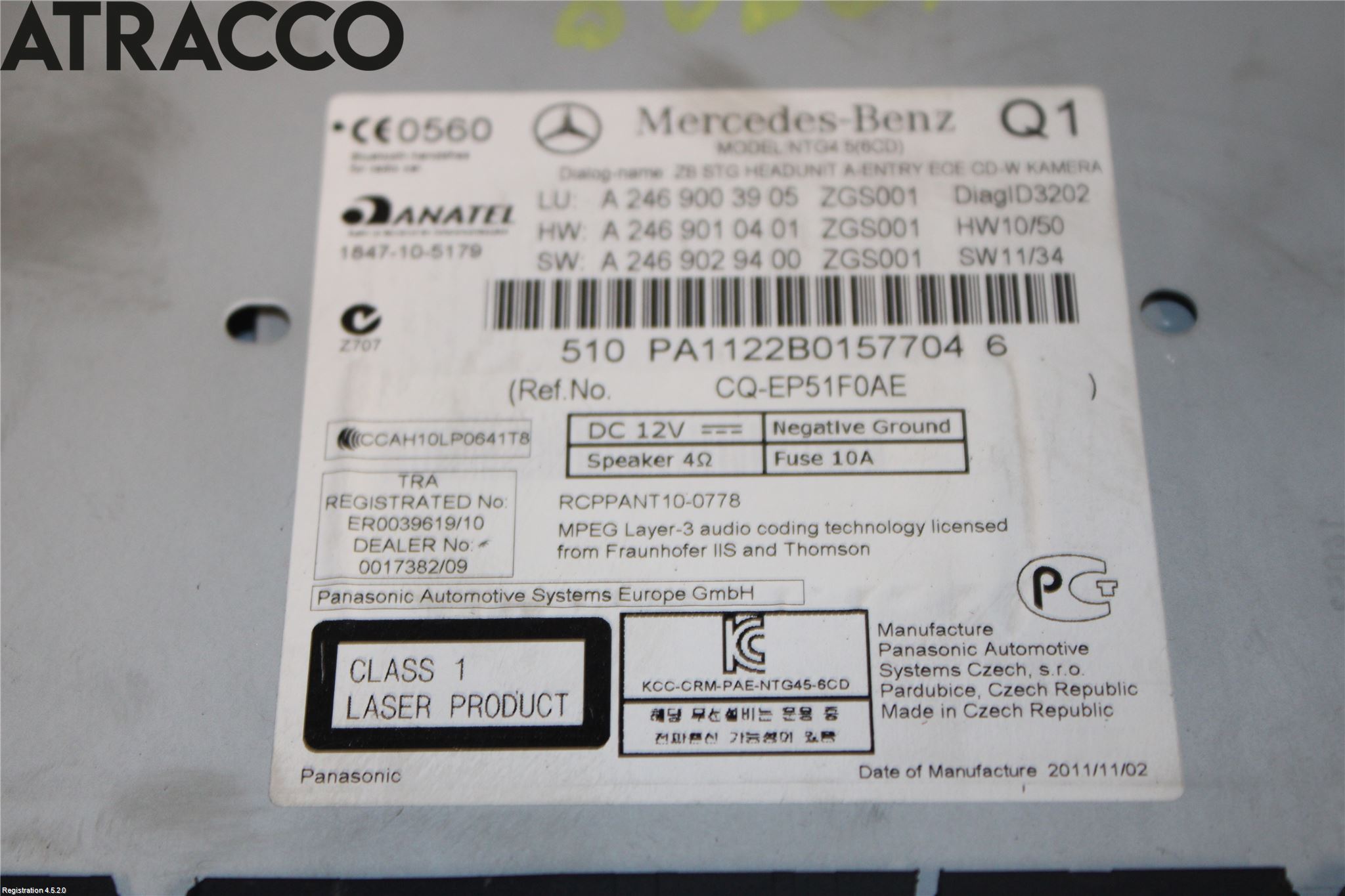 Mercedes-Benz MB B-KLASS (W246/W242) 12-19 Cd Radio - Multimediapanel