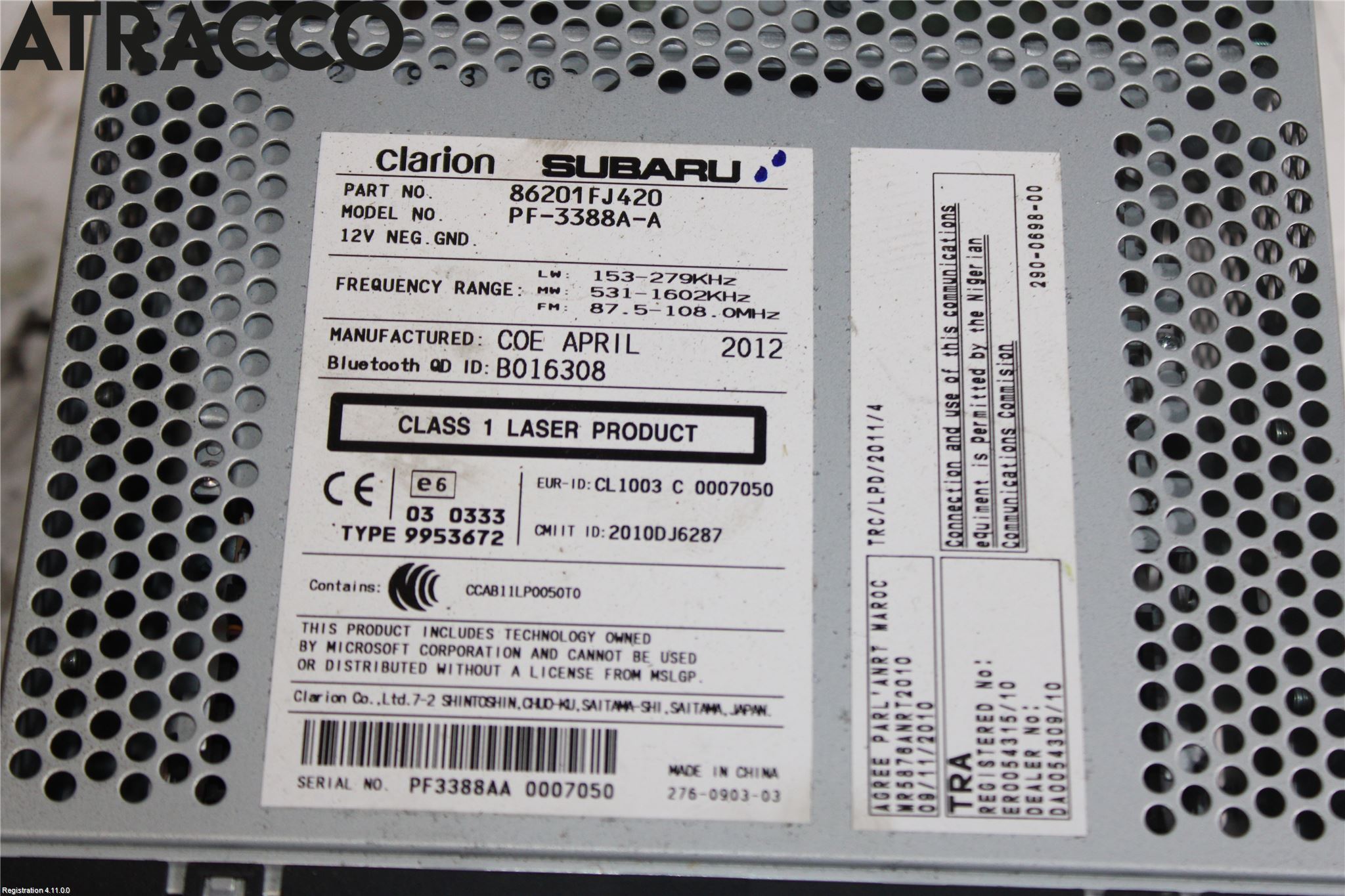 Subaru XV 12-17 Cd Radio - Multimediapanel