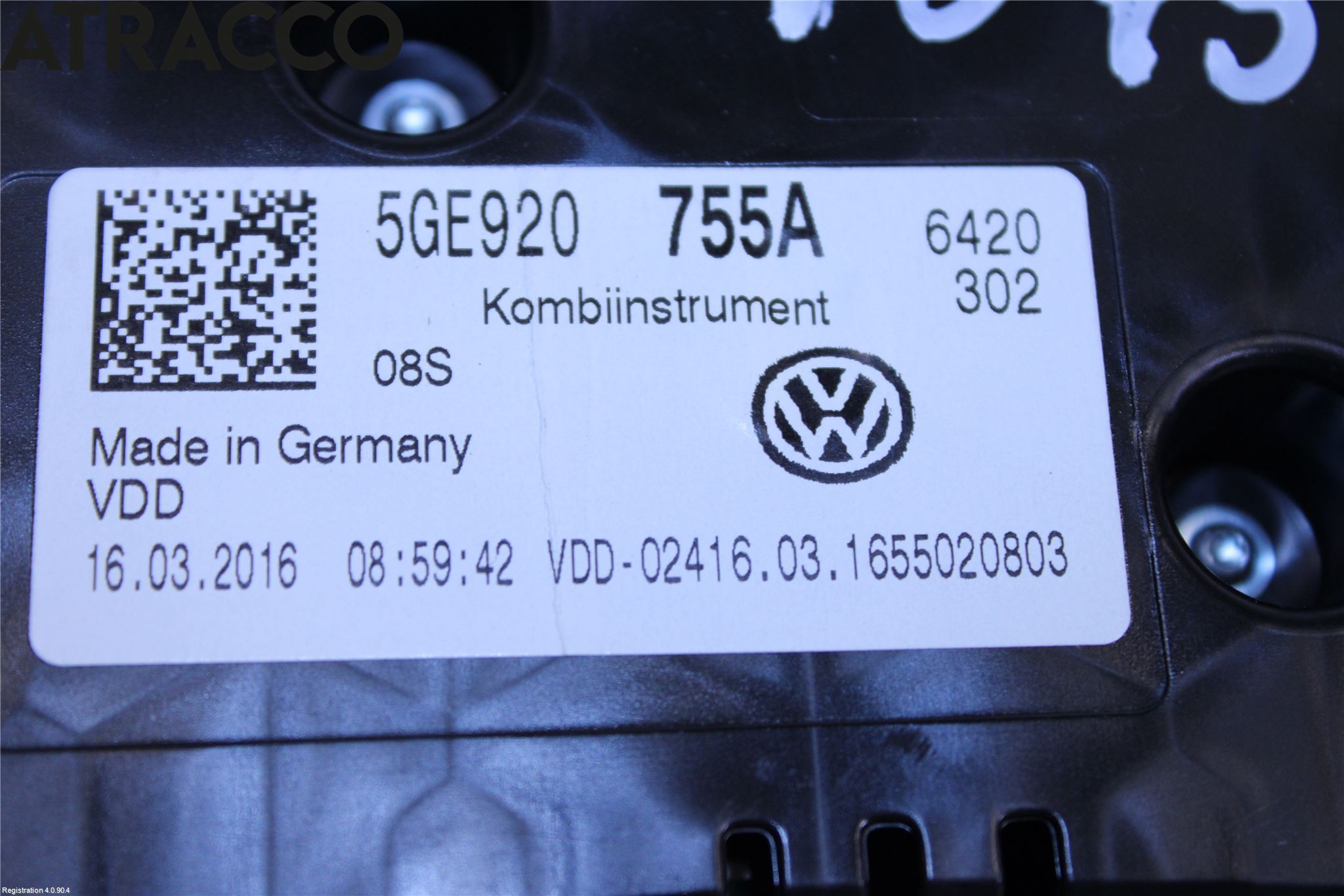 Volkswagen VW GOLF / E-GOLF VII 13-20 Instrument Hast