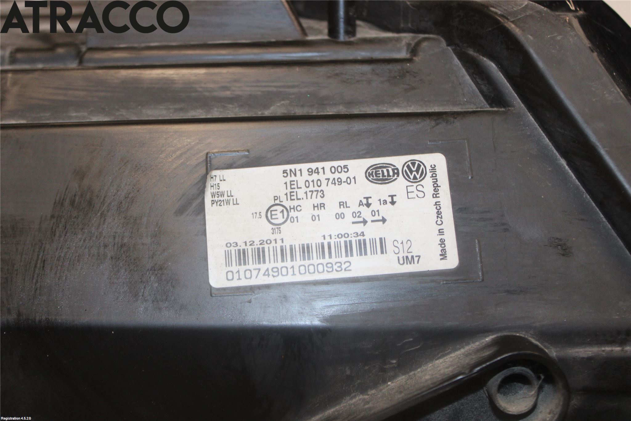Volkswagen VW TIGUAN 07-16 Strålkastare Vänster