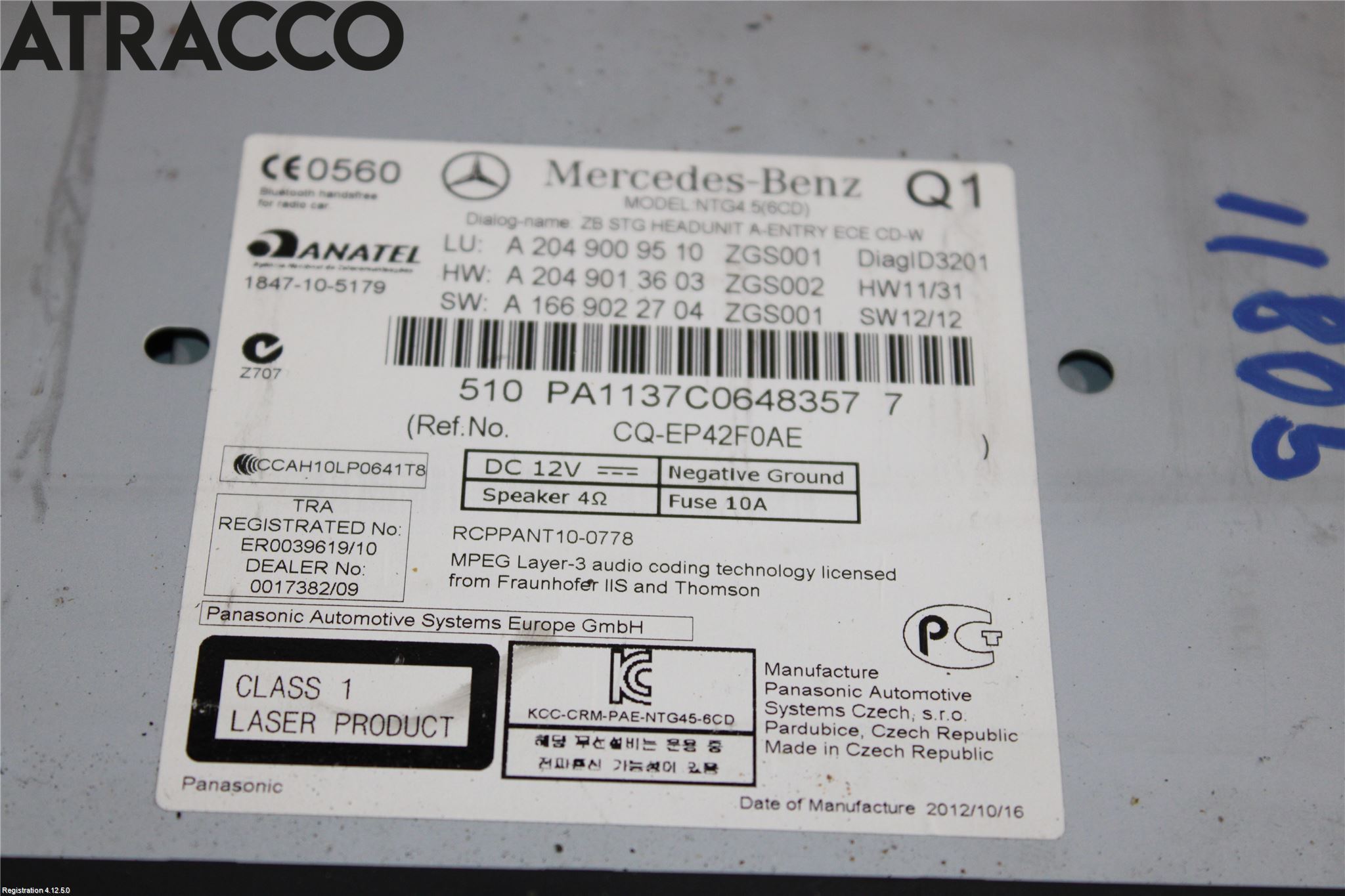 Mercedes-Benz MB C-KLASS (W204) 07-15 Radio