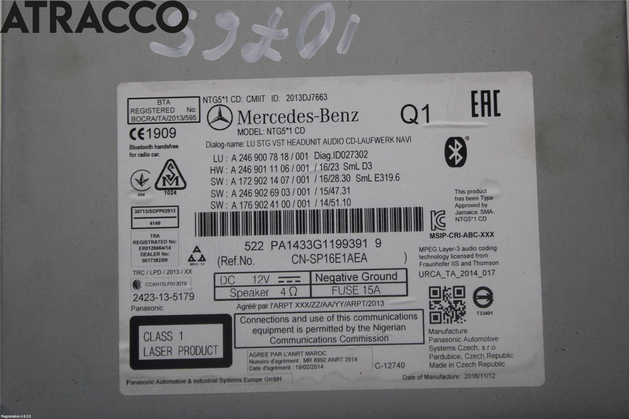 Mercedes-Benz MB B-KLASS (W246/W242) 12-19 Cd Radio - Multimediapanel