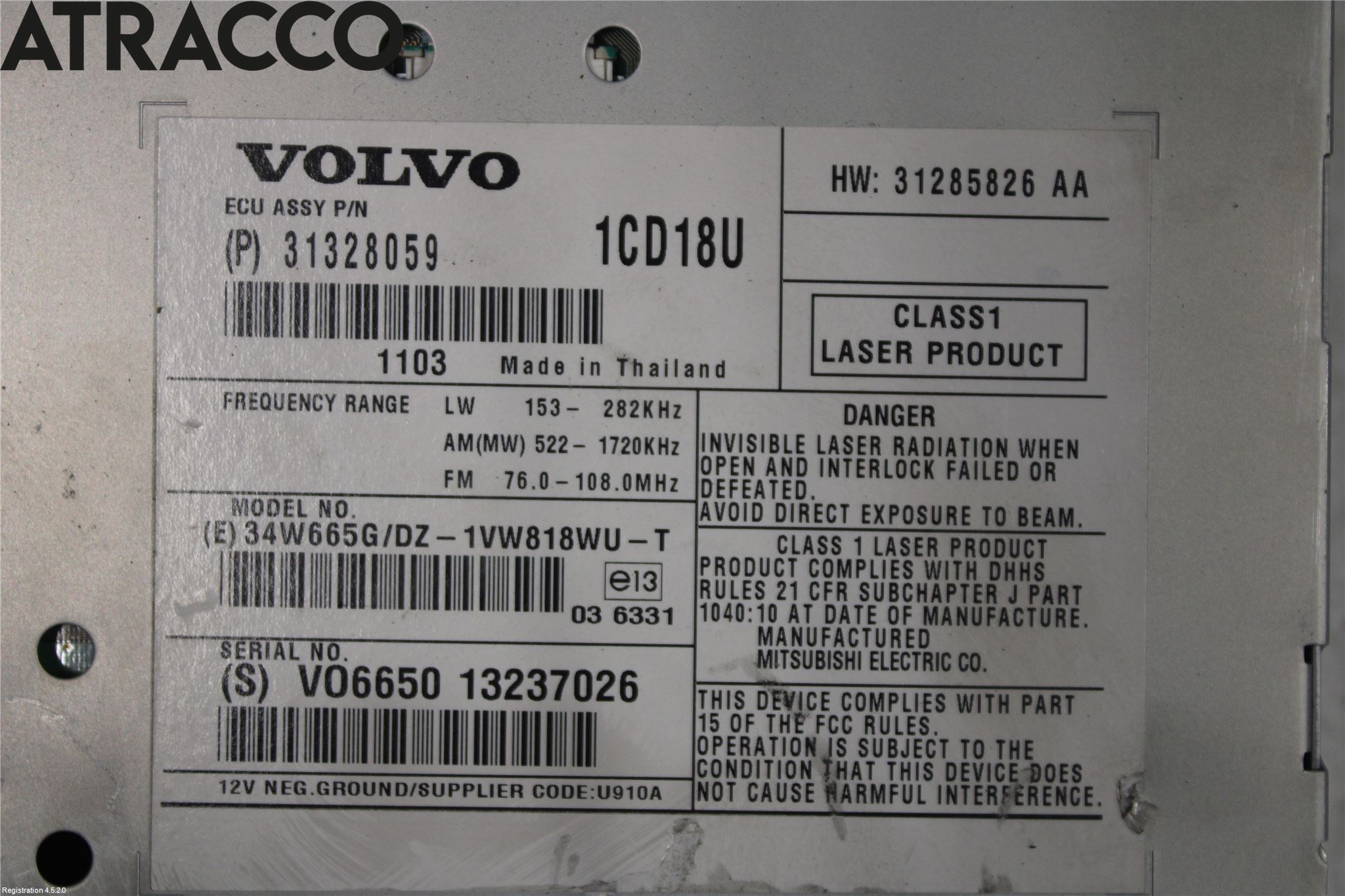 Volvo V50 08-12 Cd Radio - Multimediapanel