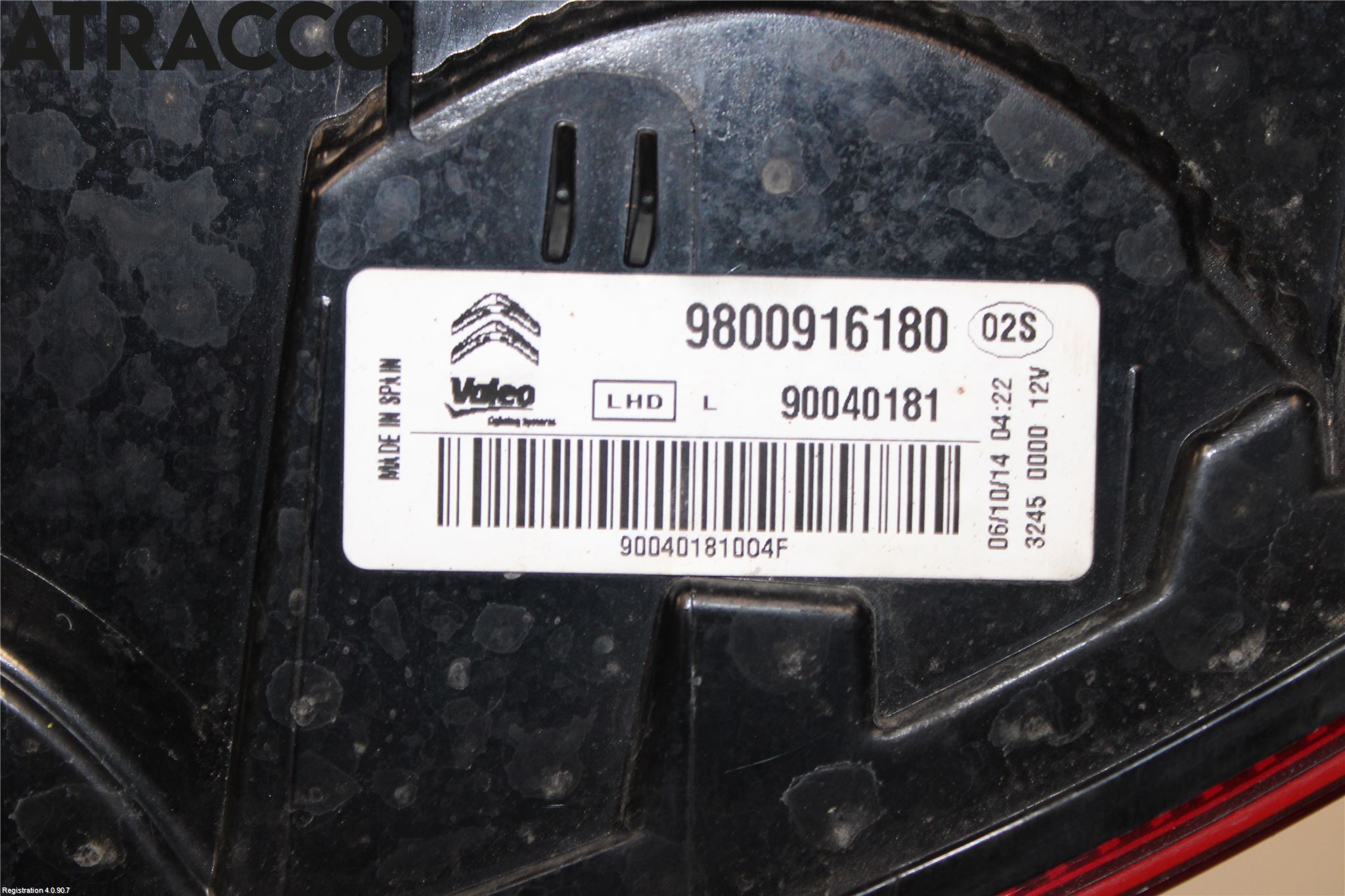 Citroen C4 CACTUS 14-20 Bakljus Vänster