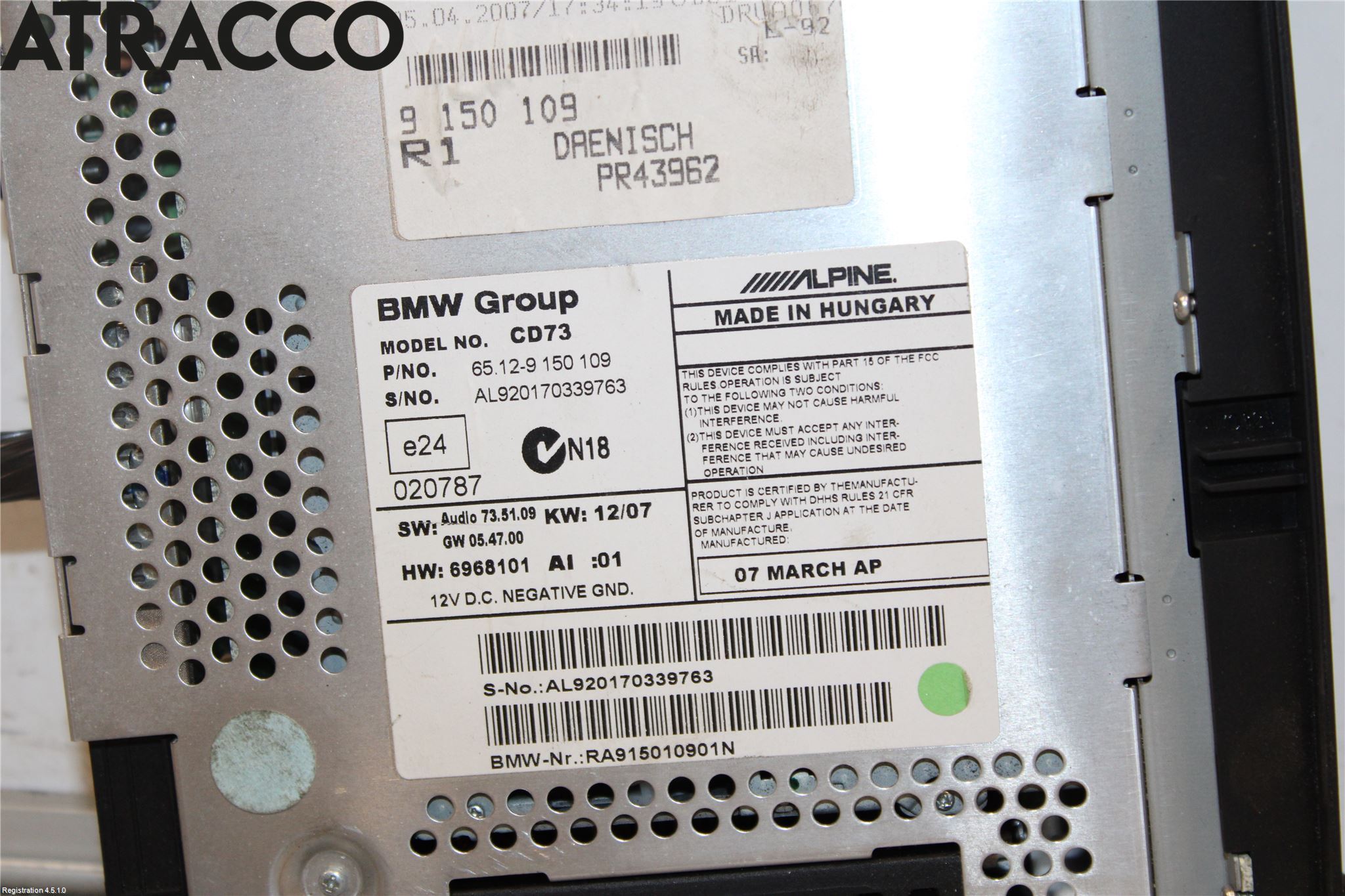 BMW 3 E90/91 SED/TOU 05-12 Radio