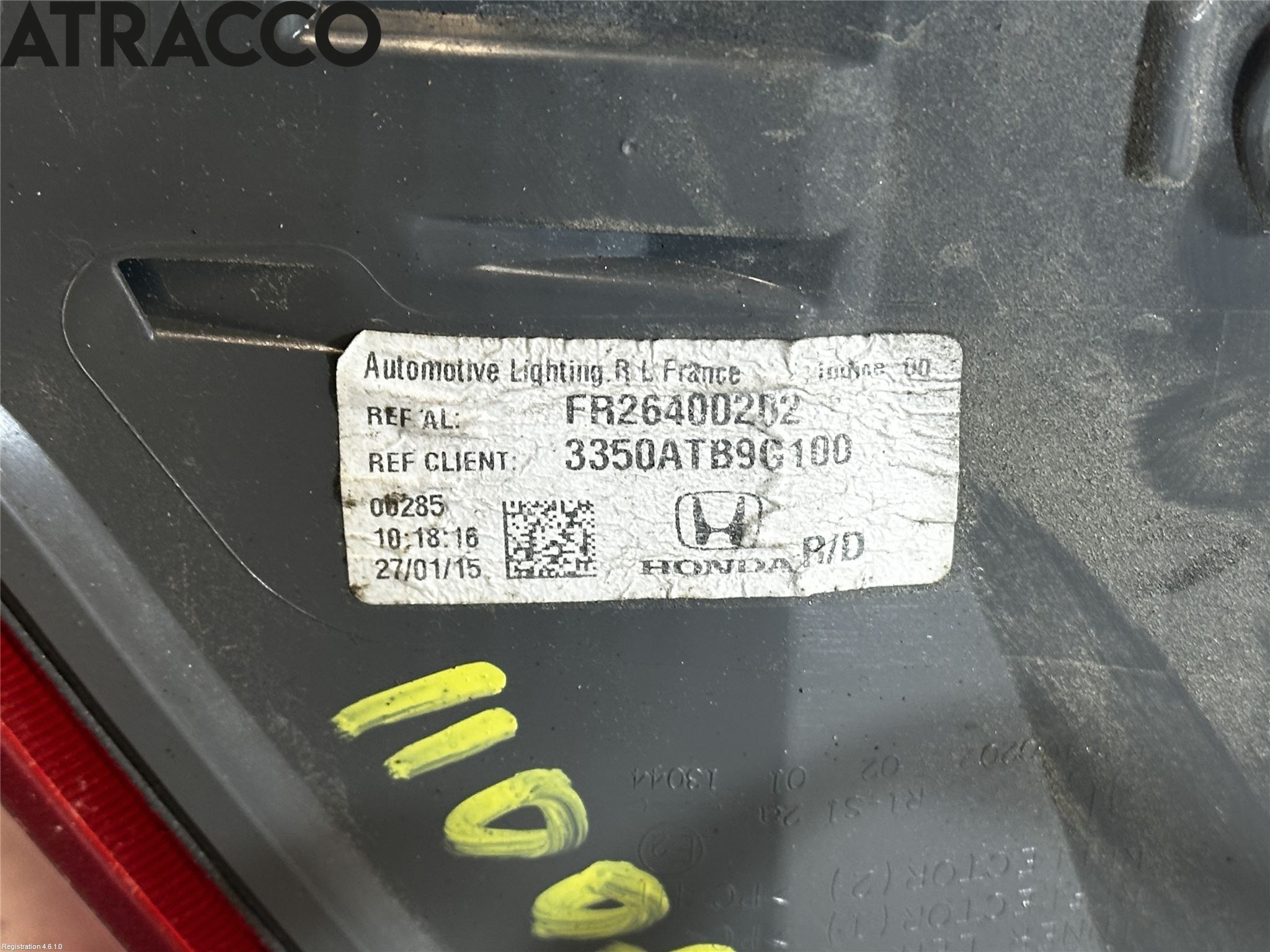 Honda CIVIC 12-16 Bakljus Höger