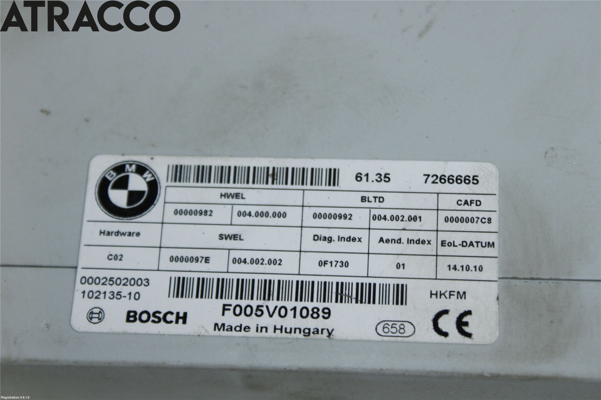BMW 5 F10/F11/F18 09-17 Styrenhet Baklucka