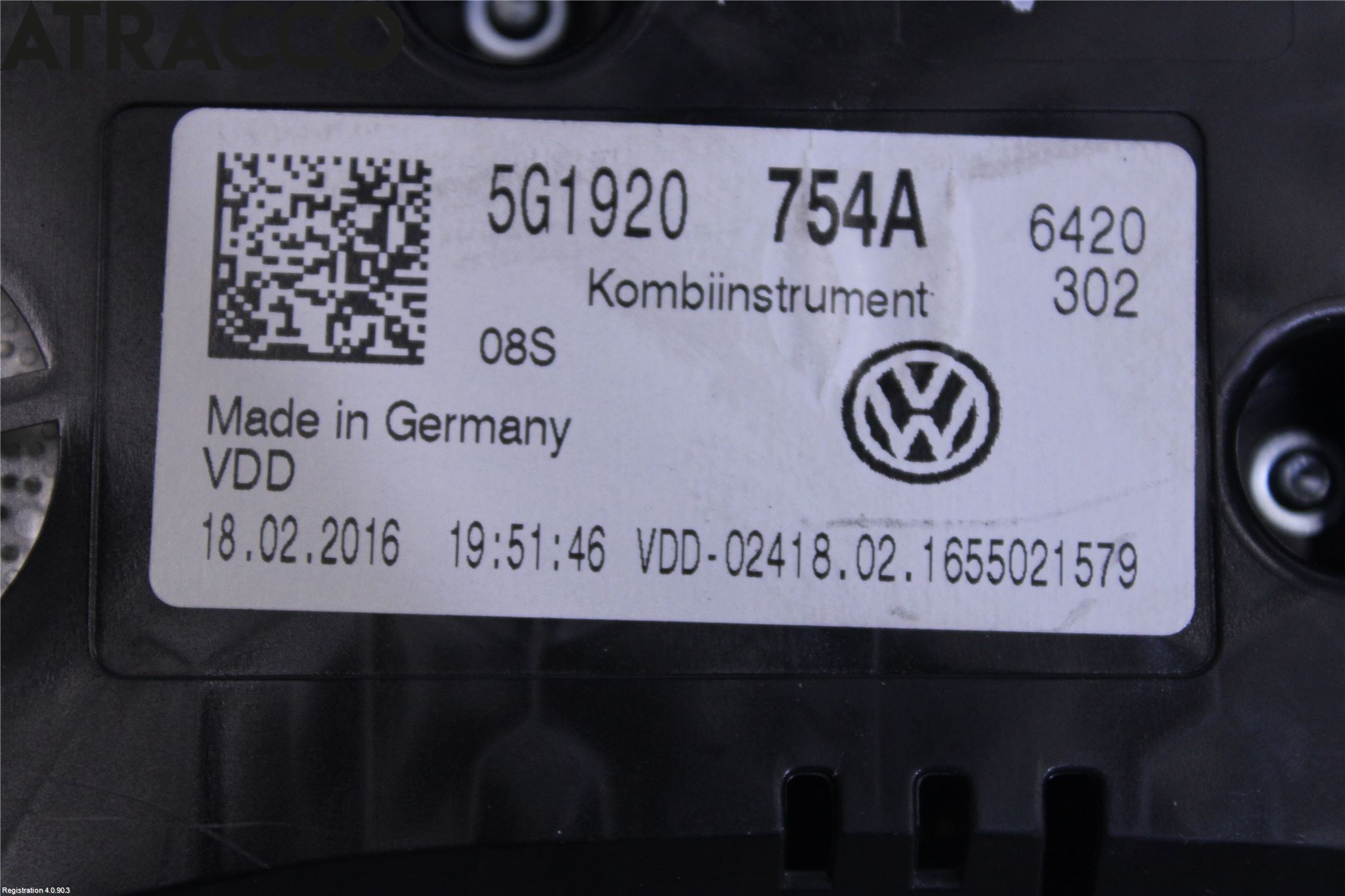 Volkswagen VW GOLF / E-GOLF VII 13-20 Instrument Hast