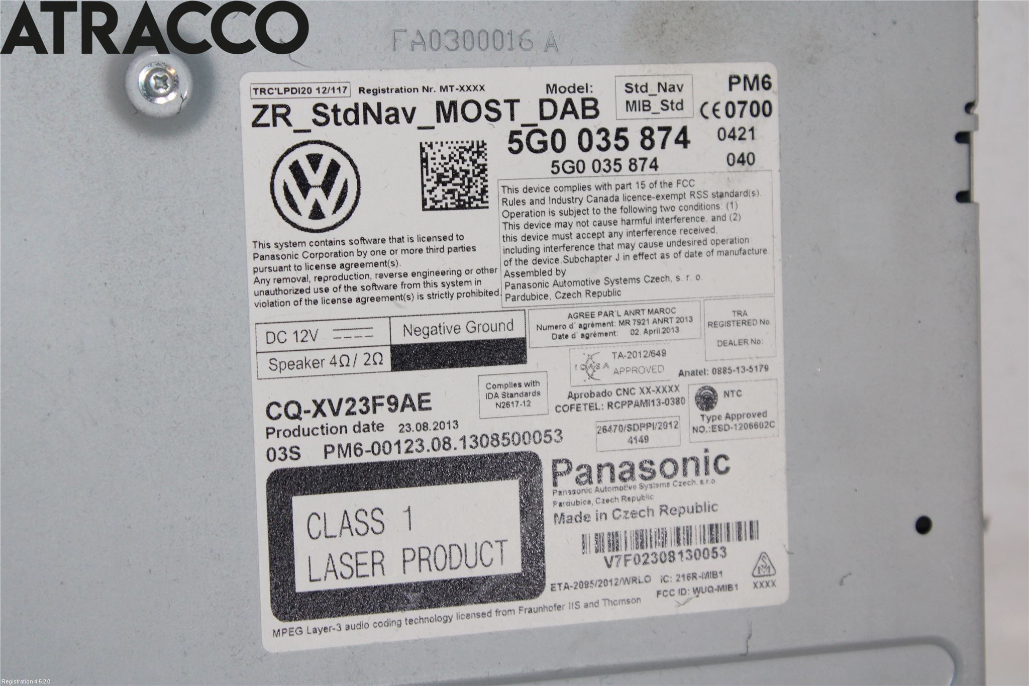 Volkswagen VW GOLF / E-GOLF VII 13-20 Cd Radio - Multimediapanel