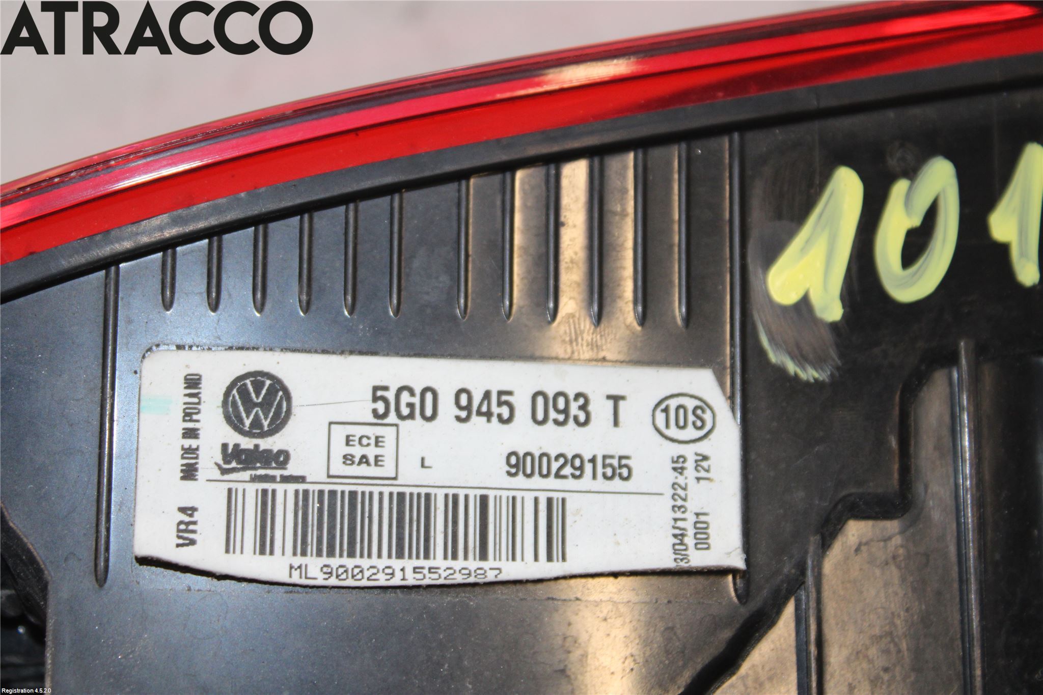 Volkswagen VW GOLF / E-GOLF VII 13-20 Bakljus Lucka Vä