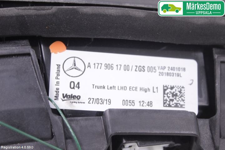 Mercedes-Benz MB A-KLASS (W177) 18- Bakljus Lucka Vä