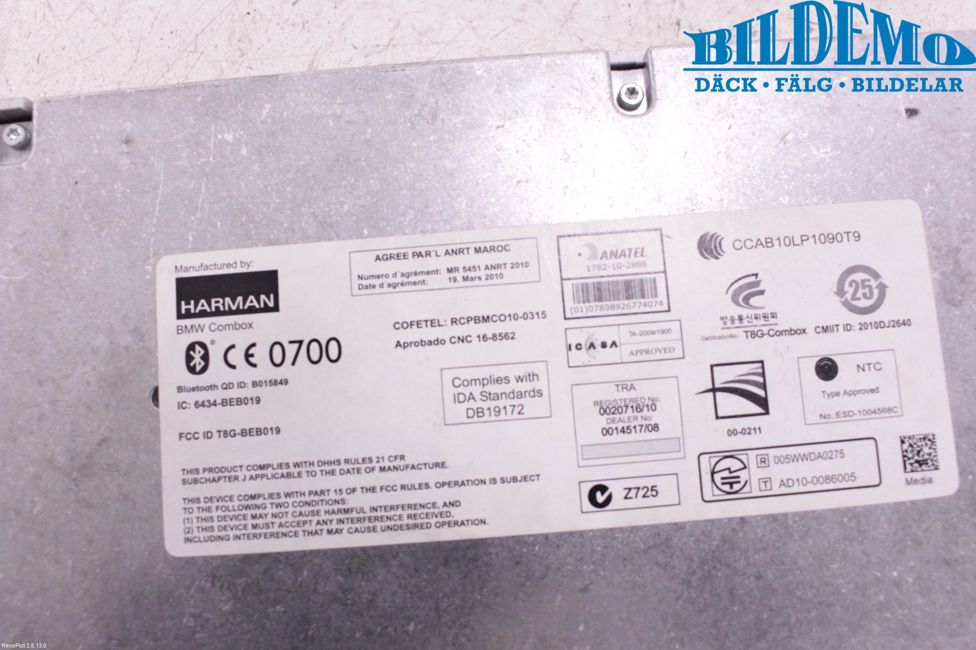 BMW 5 F10/F11/F18 09-17 Styrenhet Övrigt