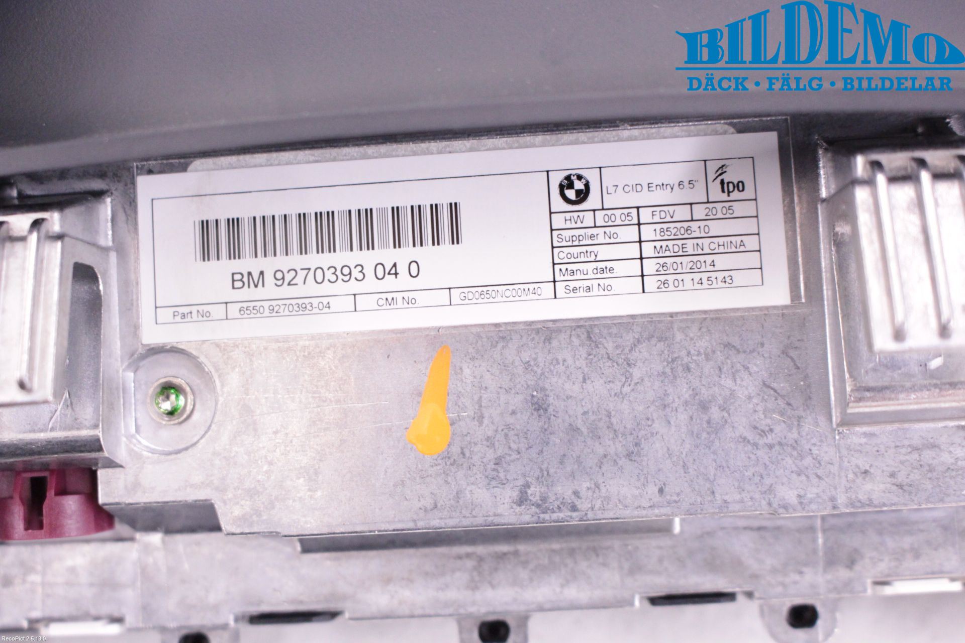 BMW 3 GT F34 13-19 Bildskärm