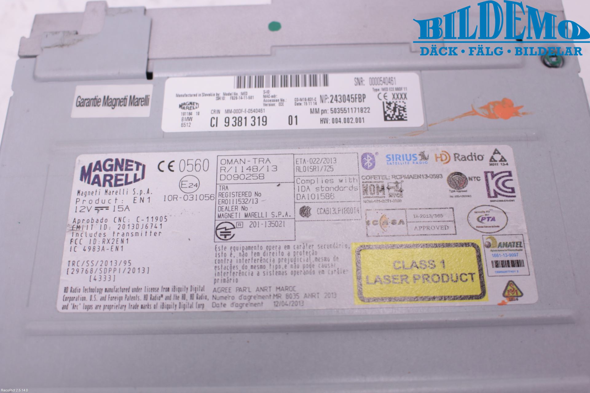BMW 5 F10/F11/F18 09-17 Cd Radio - Multimediapanel