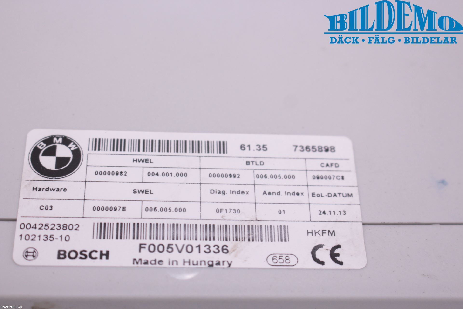 BMW 5 F10/F11/F18 09-17 Styrenhet Övrigt
