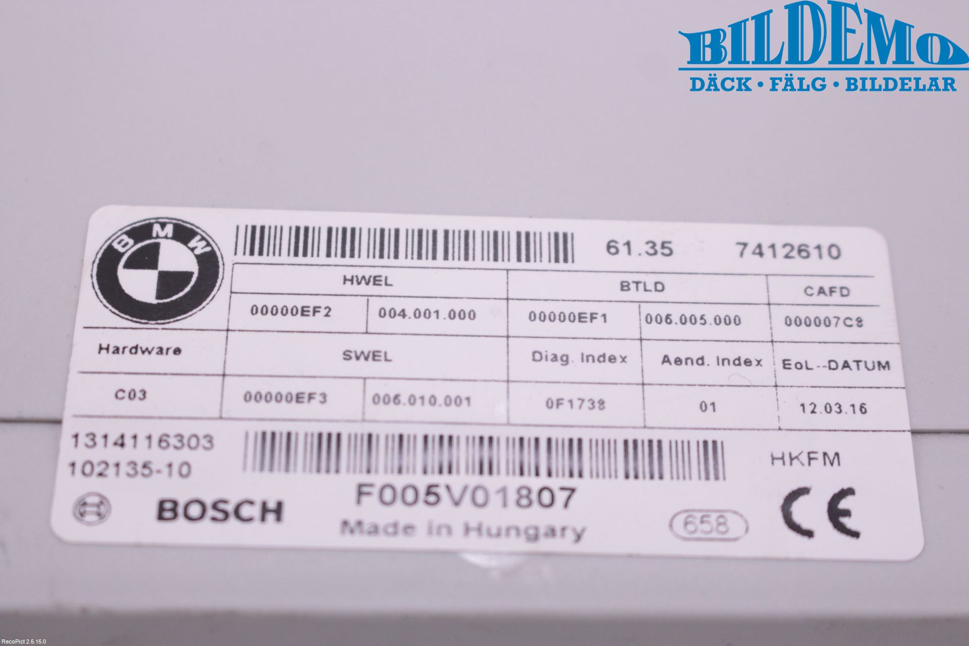 BMW 4 F36 Gran Coupé 14-20 Styrenhet Baklucka