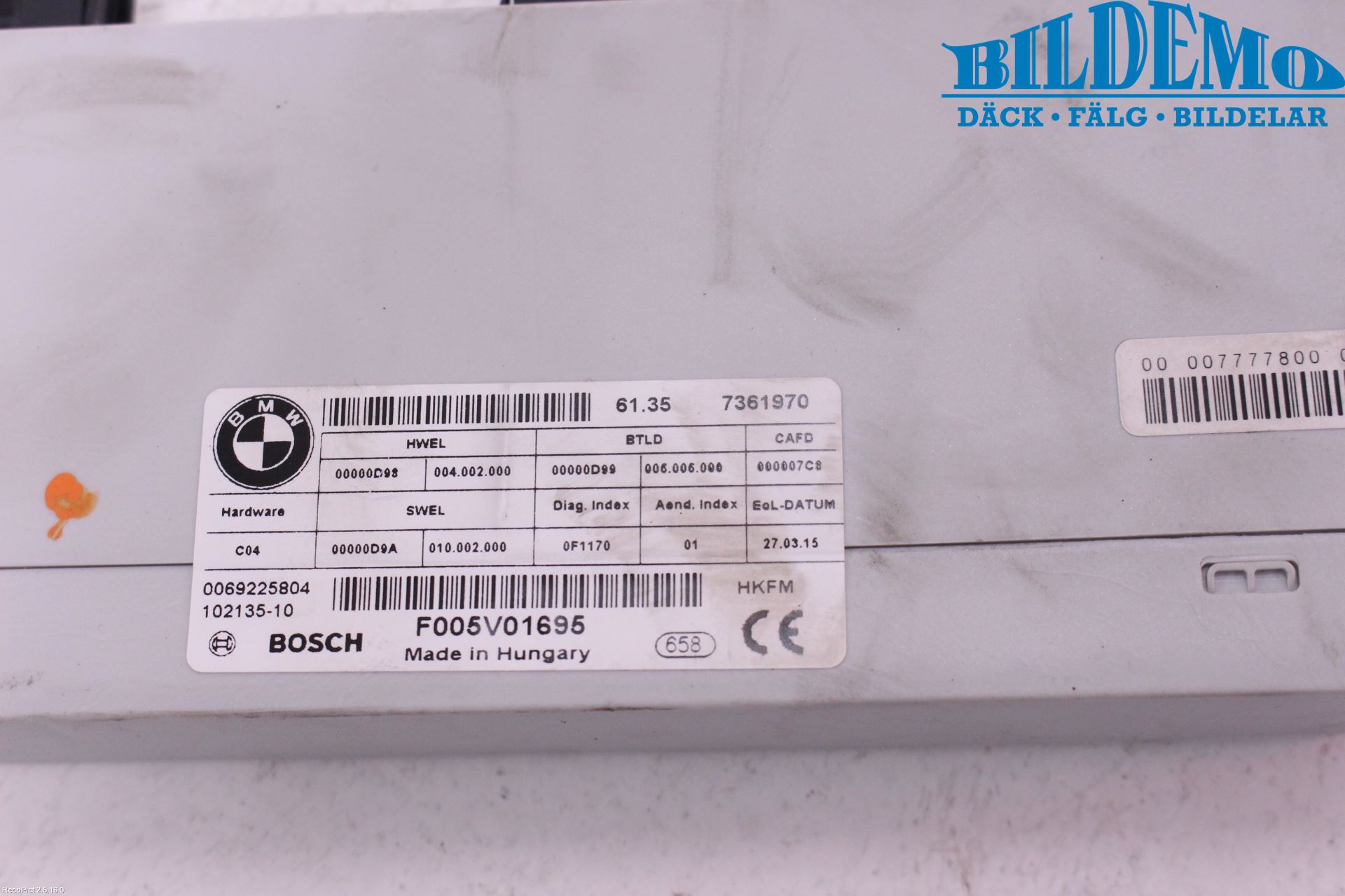 BMW 5 F10/F11/F18 09-17 Styrenhet Övrigt