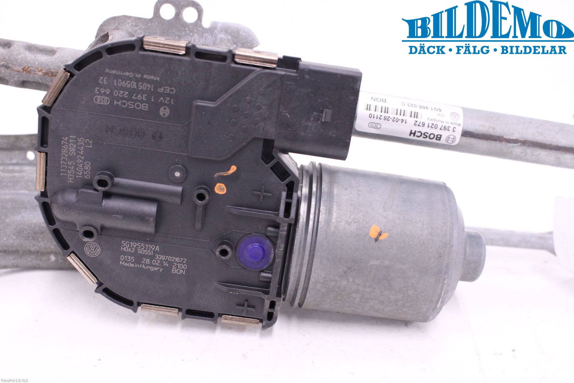 Volkswagen VW GOLF / E-GOLF VII 13-20 Torkarmotor Vindruta