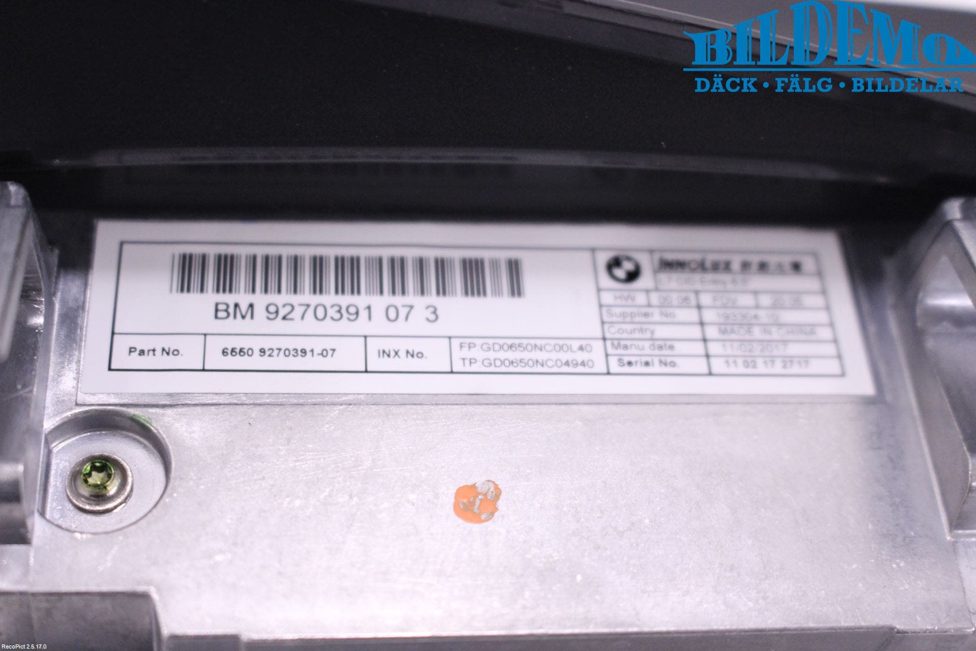 BMW 1 F20/F21 11-19 Bildskärm