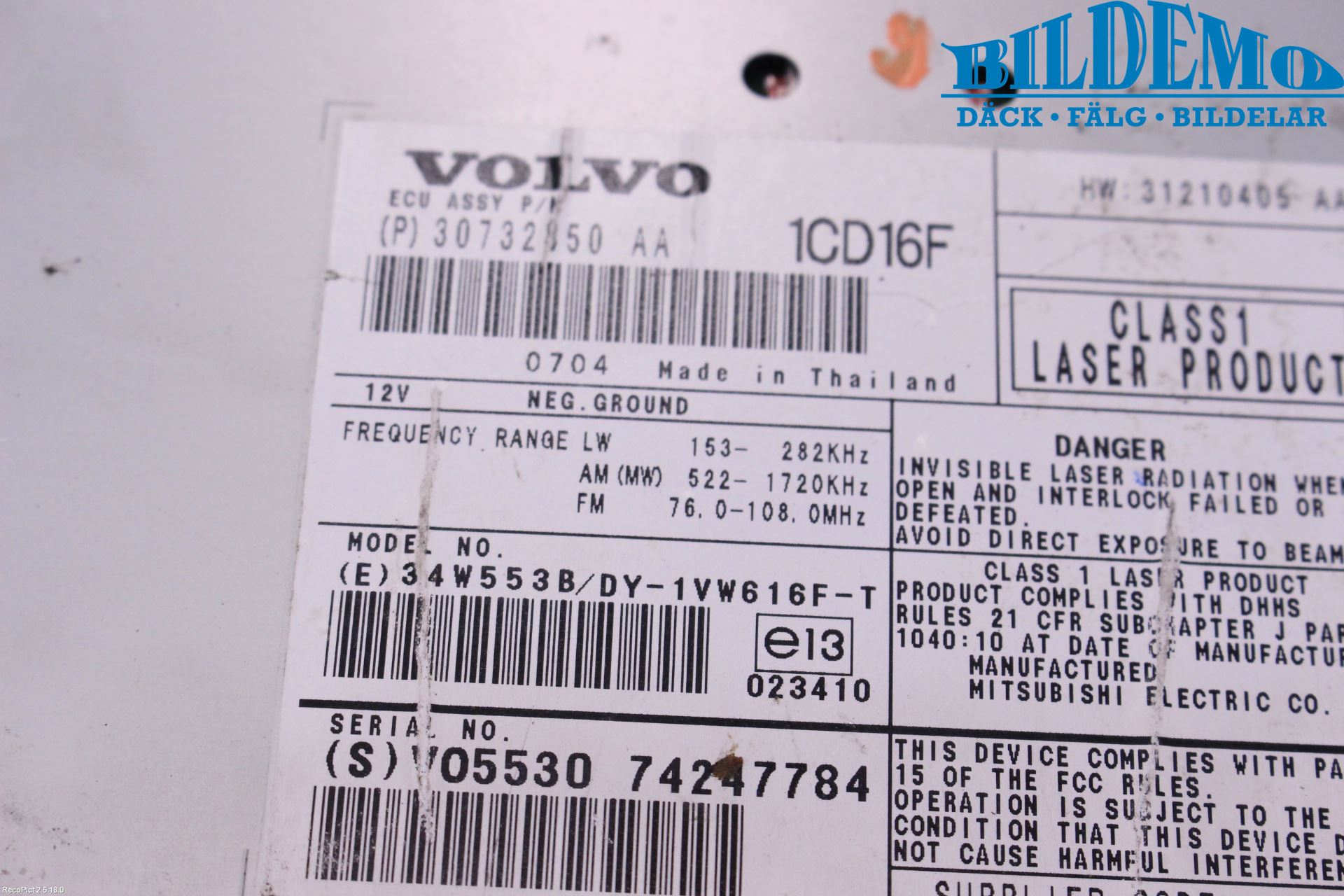 Volvo S40 04-07 Cd Radio - Multimediapanel