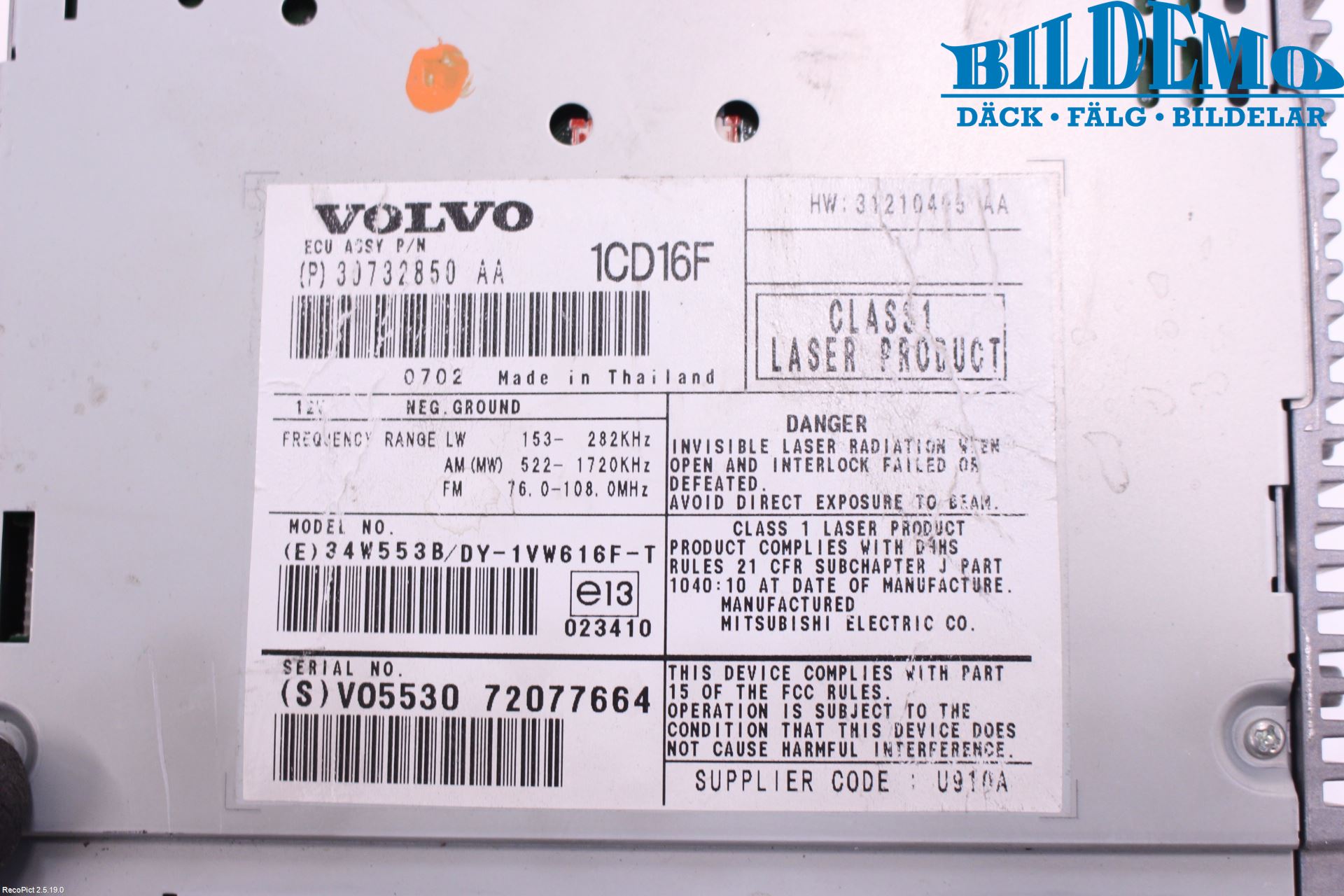 Volvo S40 04-07 Cd Radio - Multimediapanel