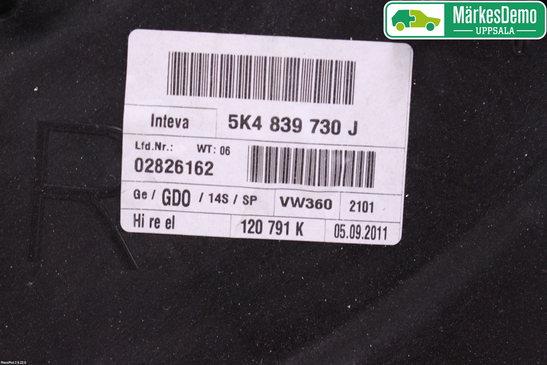 Volkswagen VW GOLF VI 09-13 Fönsterhissmekanism