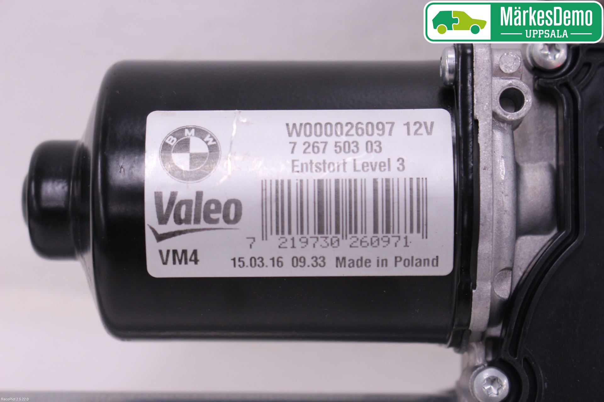 BMW 3 F30/F31/F80 12-19 Torkarmotor Vindruta