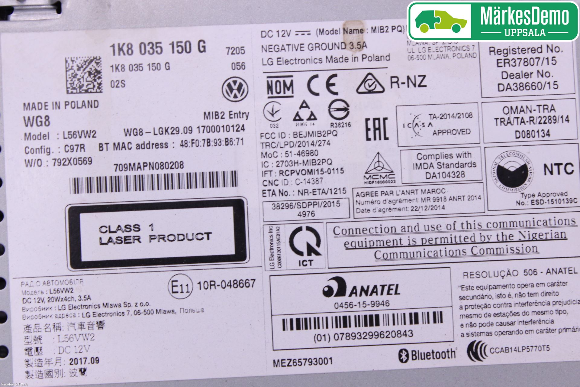 Volkswagen VW CADDY 16-20 Cd Radio - Multimediapanel