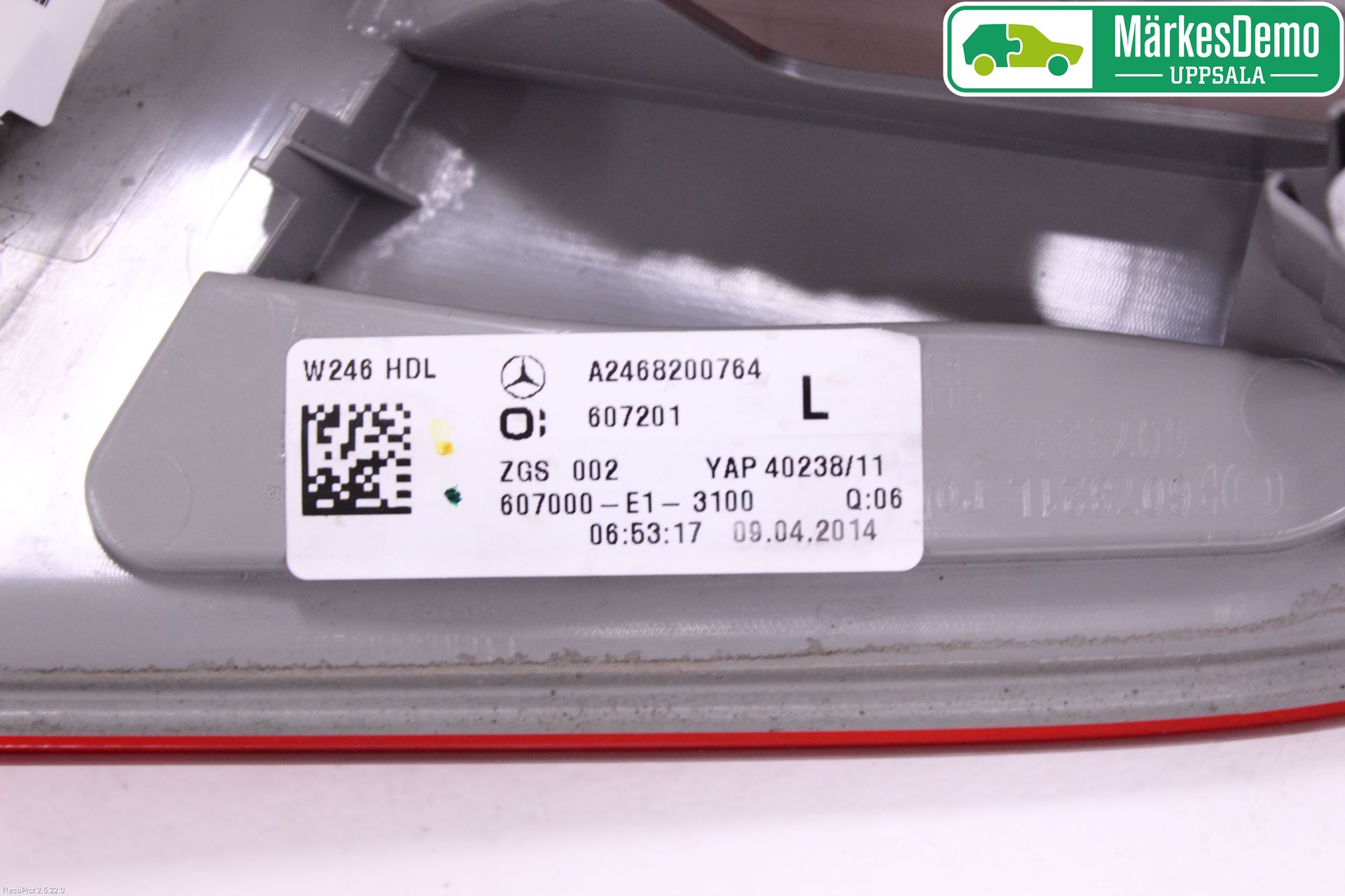 Mercedes-Benz MB B-KLASS (W246/W242) 12-19 Bakljus Lucka Vä