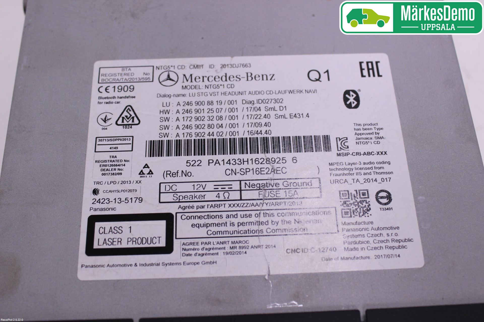 Mercedes-Benz MB A-KLASS (W176) 13-18 Cd Radio - Multimediapanel