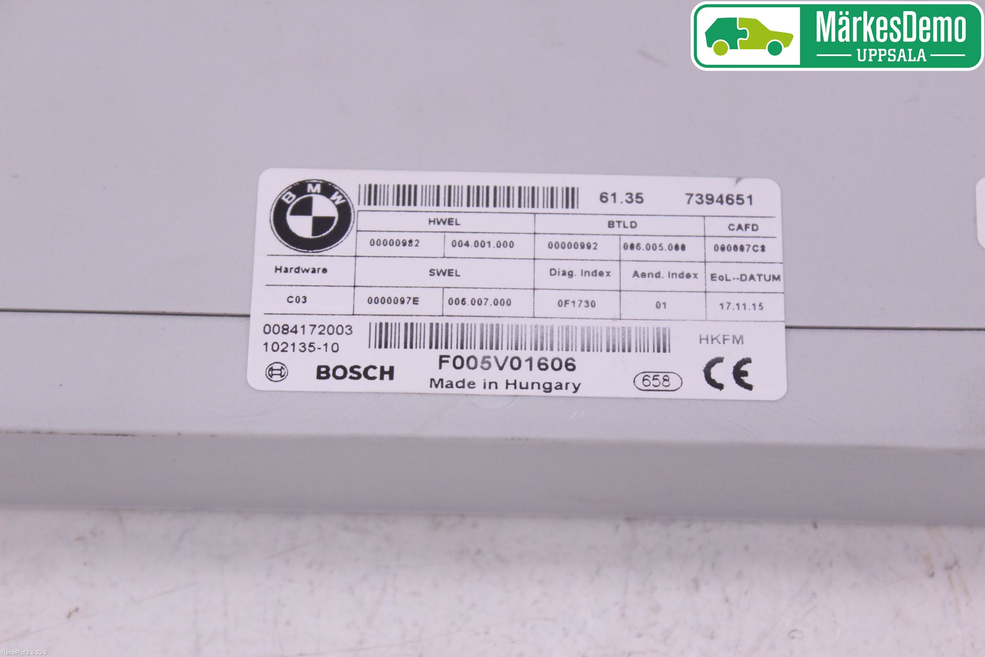BMW 5 F10/F11/F18 09-17 Styrenhet Övrigt