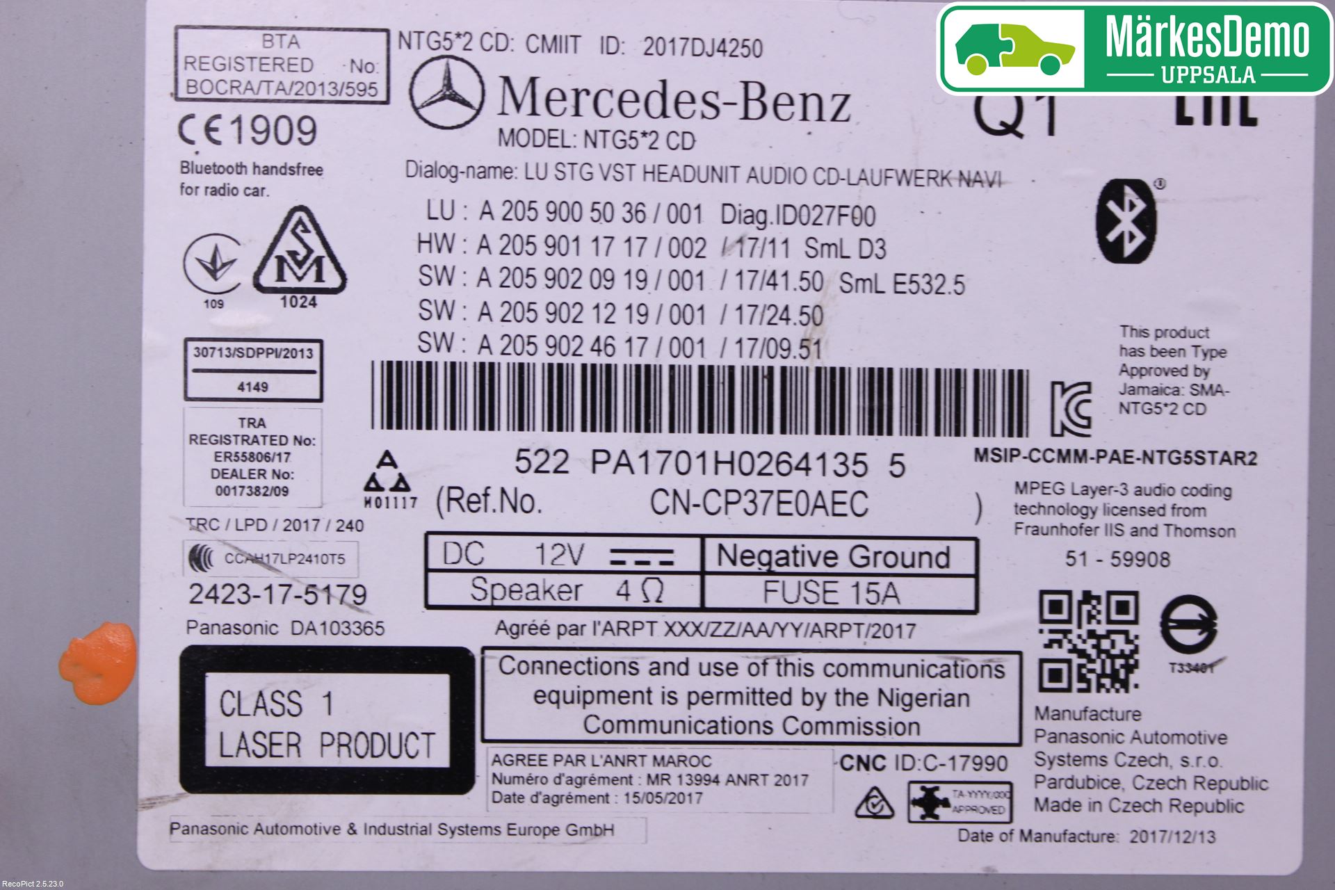 Mercedes-Benz MB GLC-KLASS (X253/C253) 15-22 Cd Radio - Multimediapanel