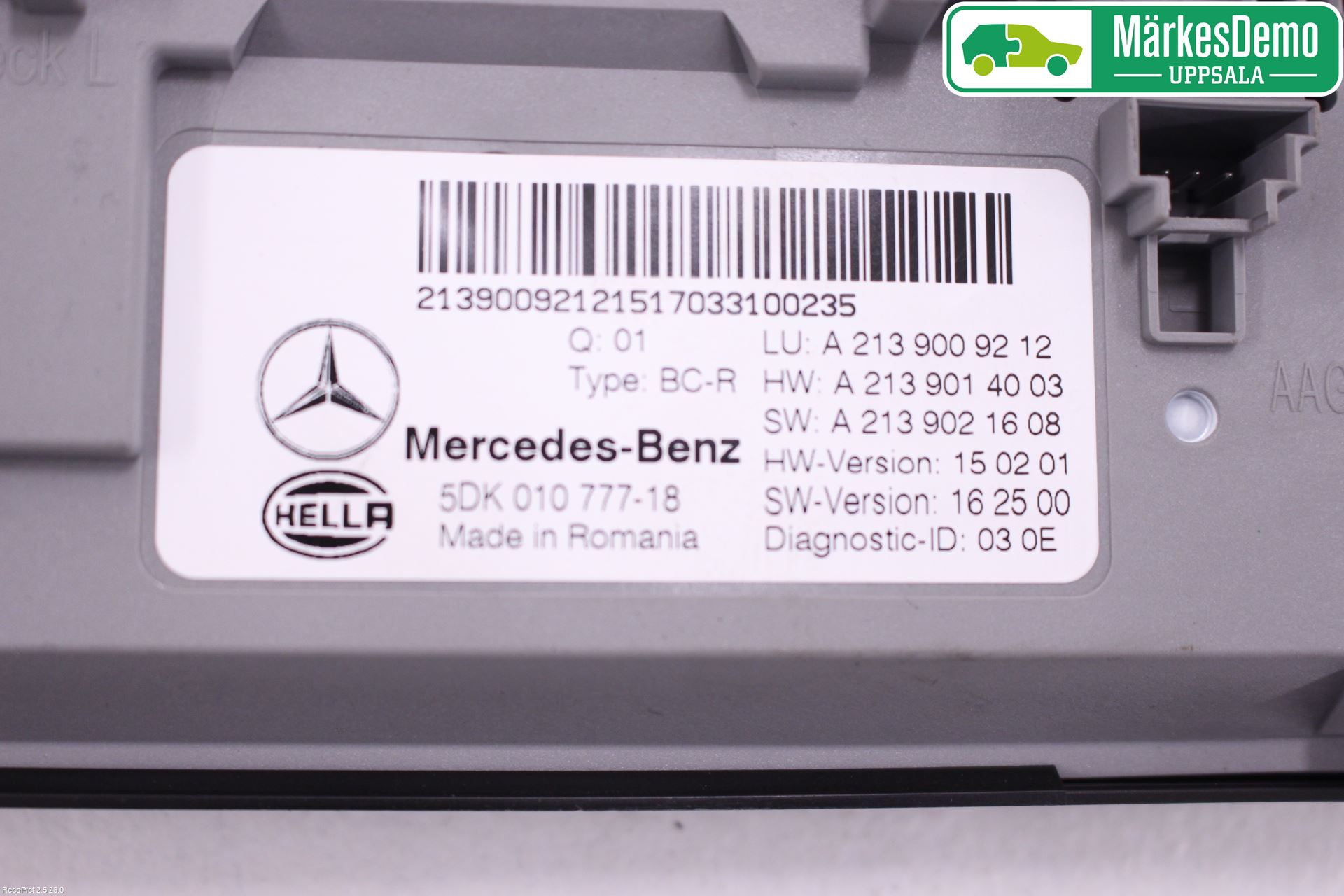 Mercedes-Benz MB E-KLASS (W213) 16-23 Styrenhet Övrigt