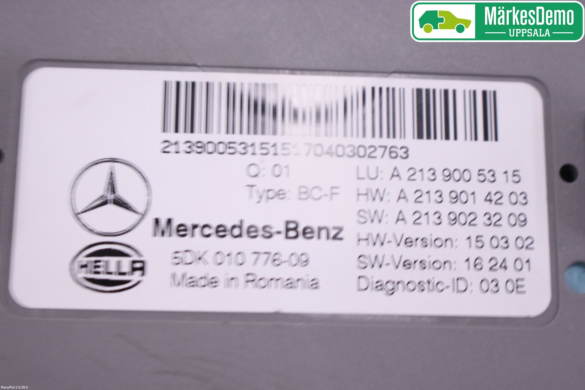 Mercedes-Benz MB E-KLASS (W213) 16-23 Styrenhet Övrigt