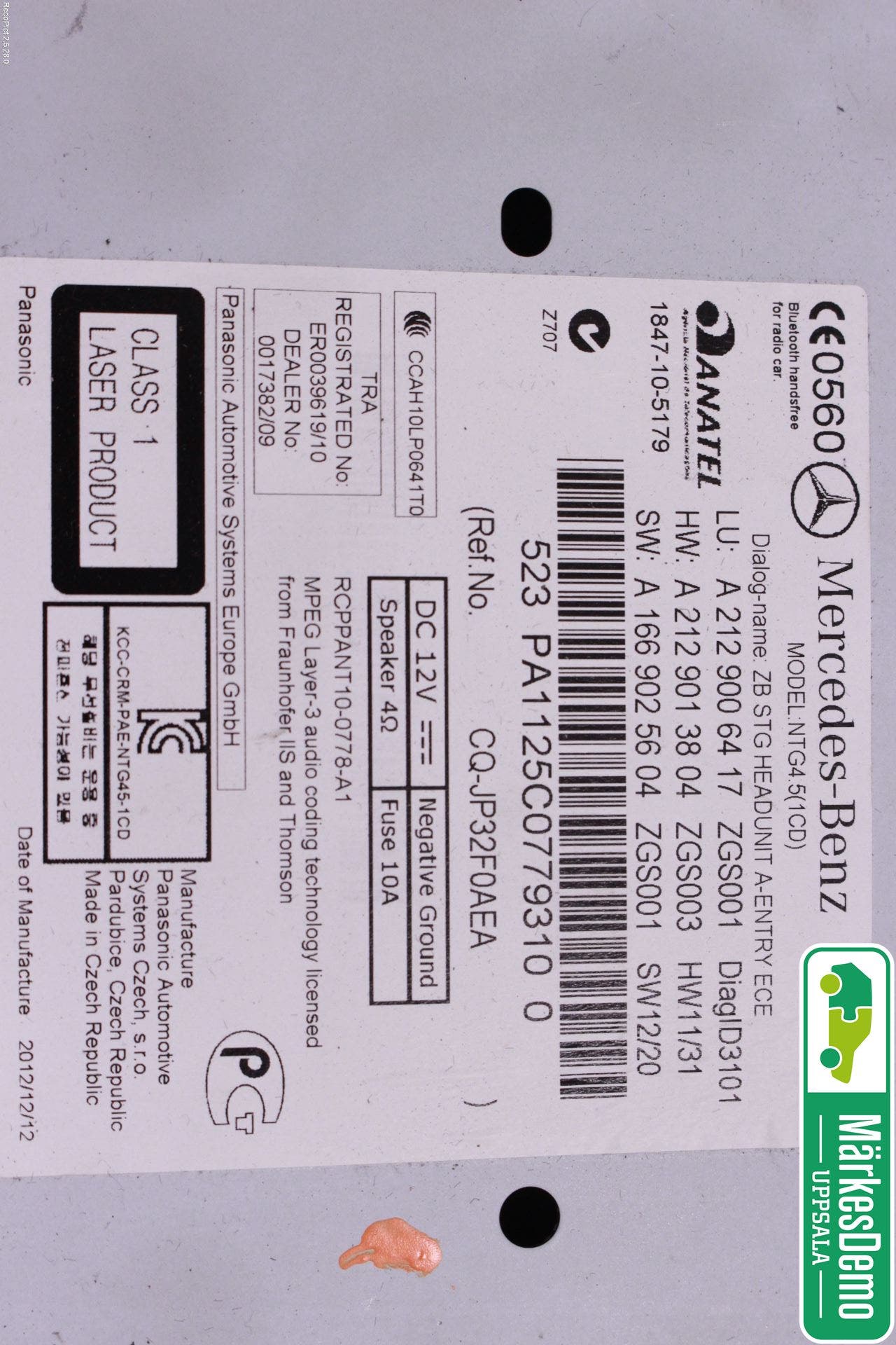 Mercedes-Benz MB E-KLASS (W212) 09-16 Cd Radio - Multimediapanel