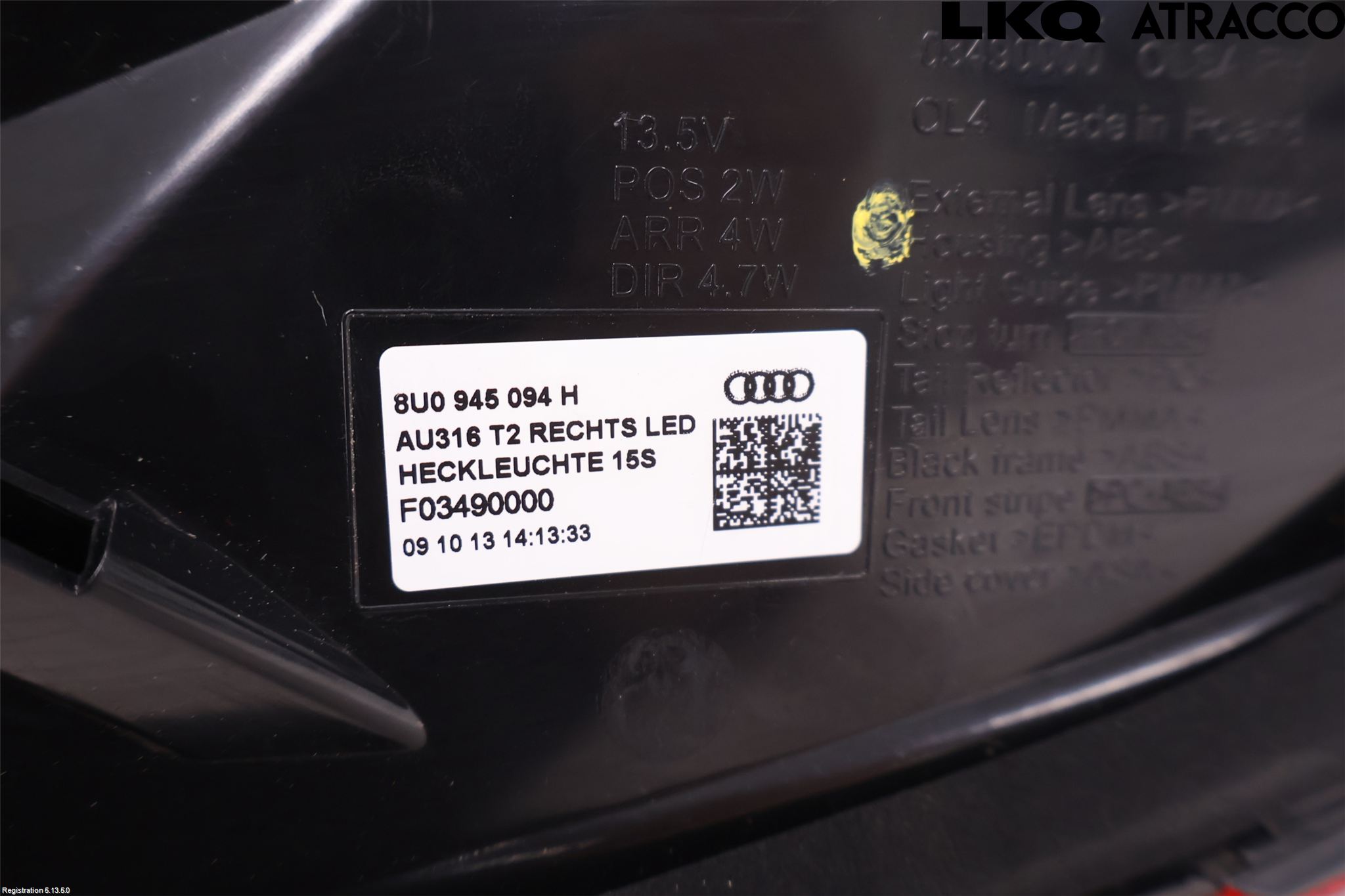 Audi Q3 8U 12-18 Bakljus Höger