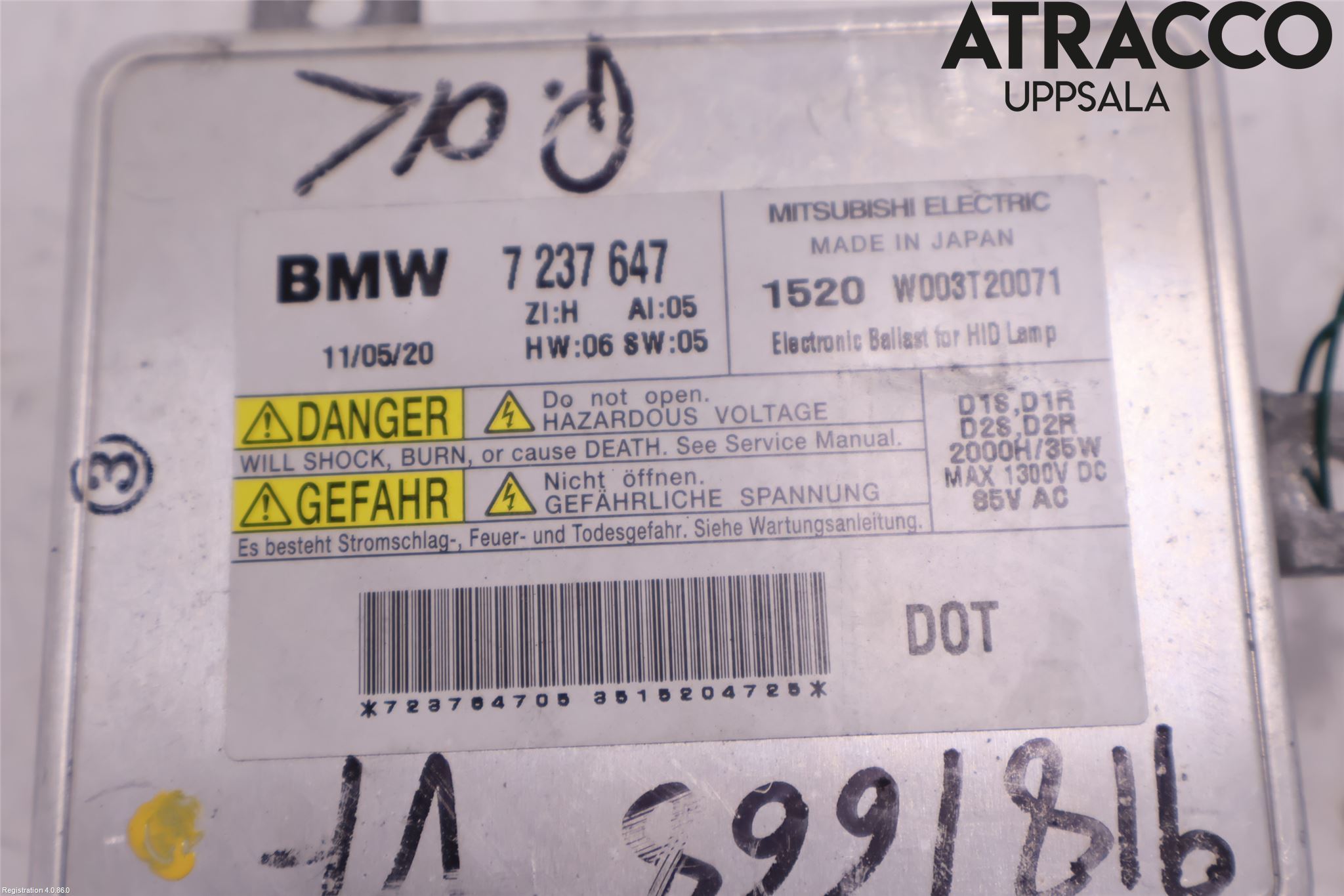 BMW 5 F10/F11/F18 09-17 Styrenhet Strålkastare