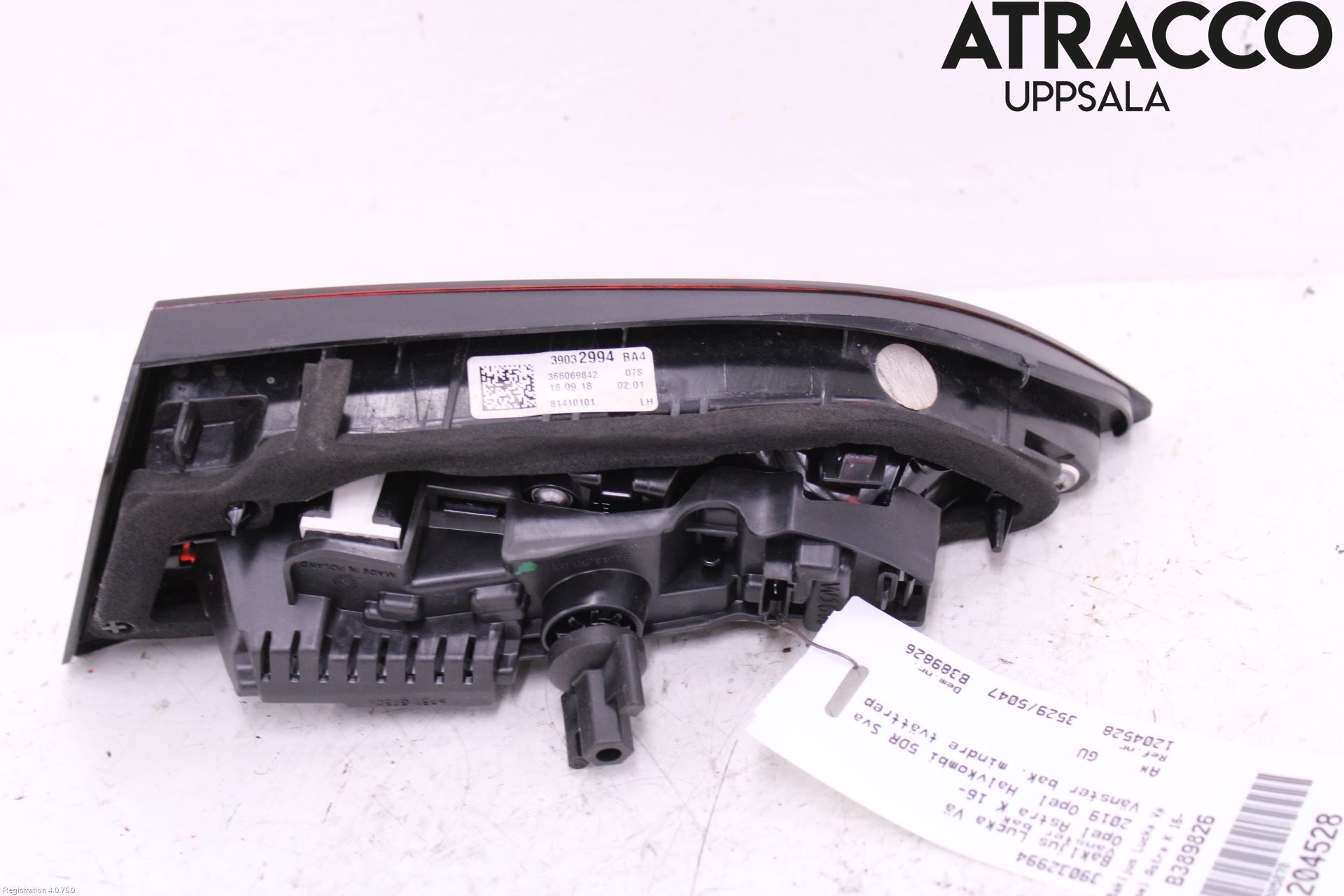 Opel ASTRA K 16-22 Bakljus Lucka Vä