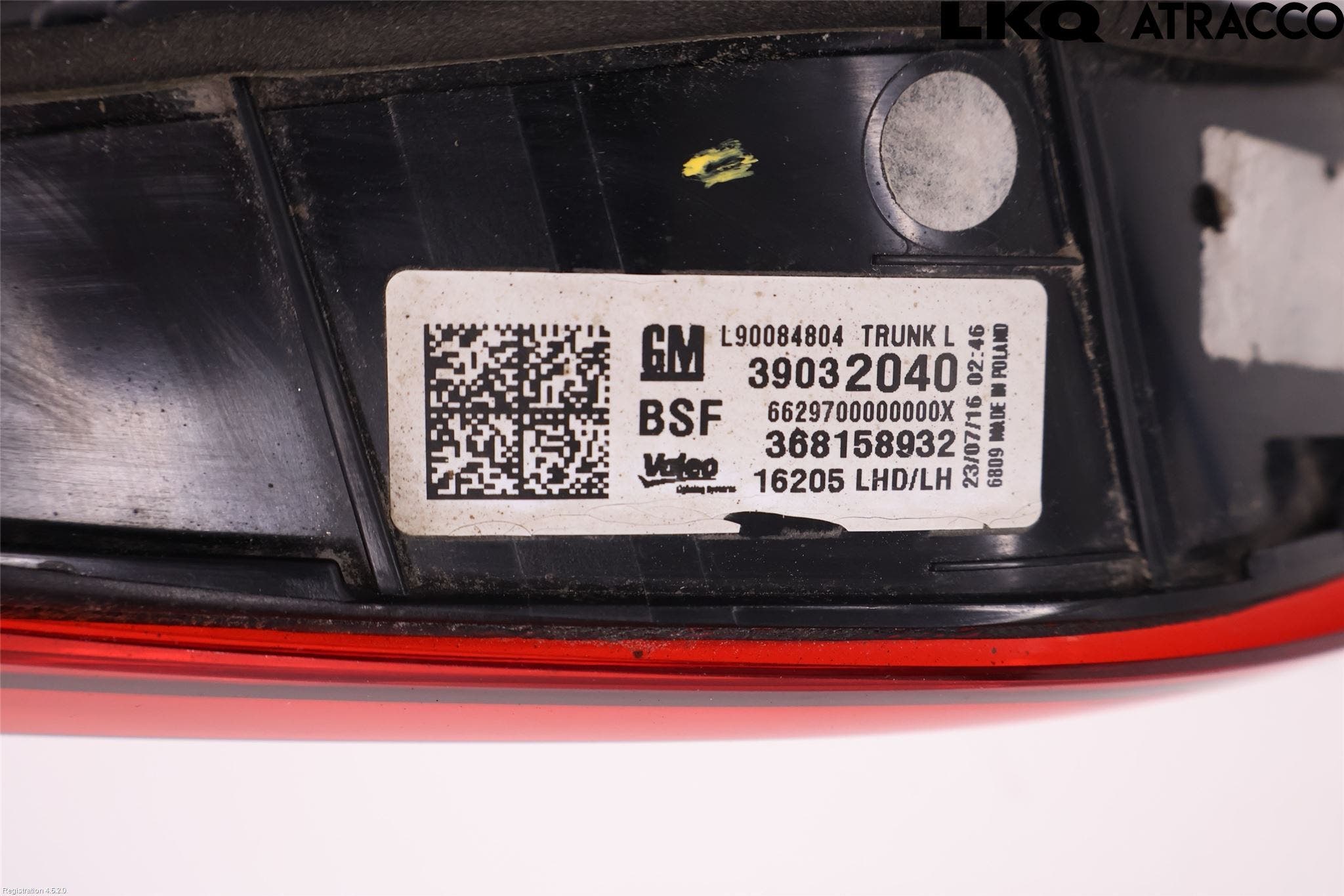 Opel ASTRA K 16-22 Bakljus Lucka Vä