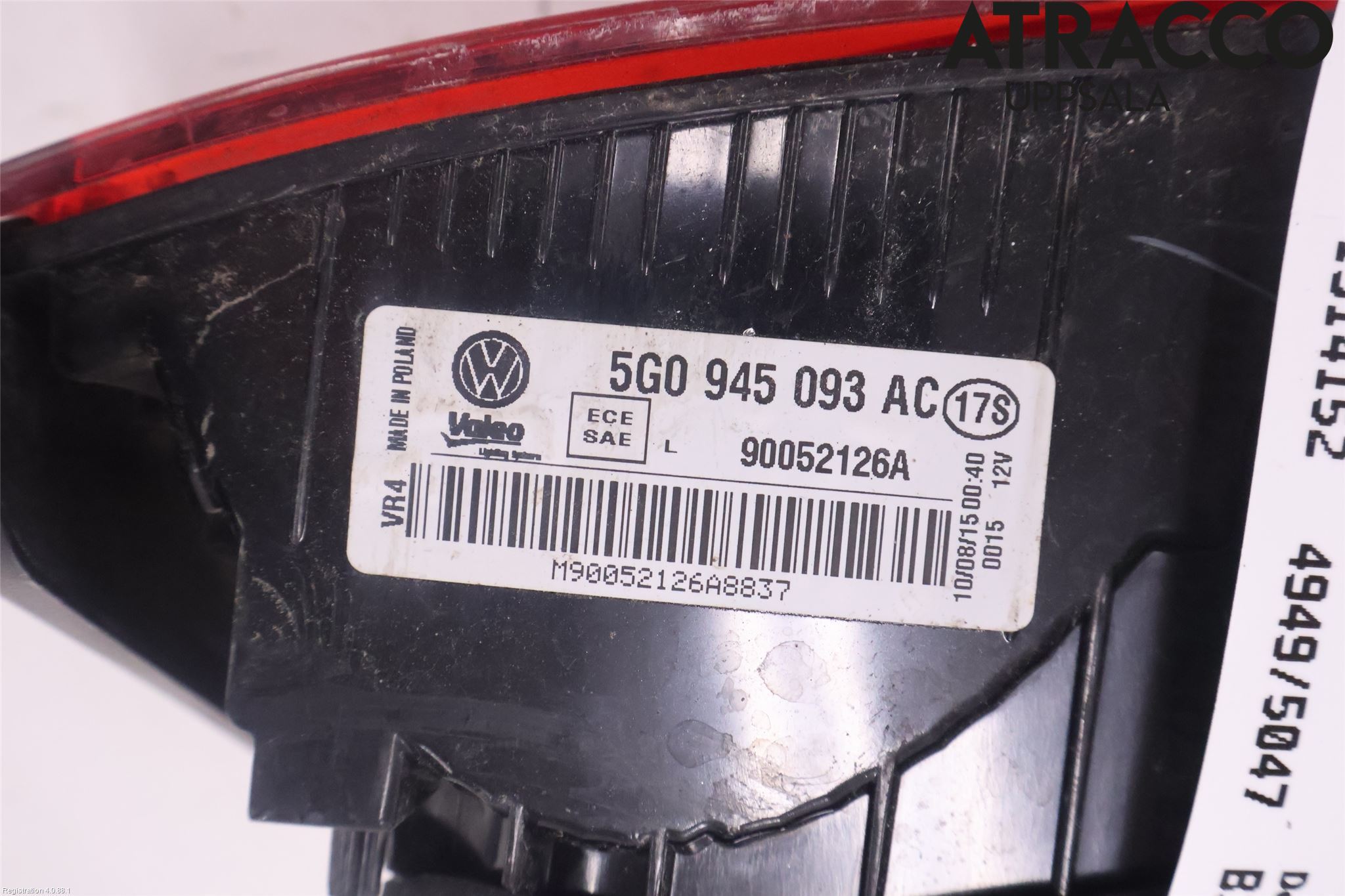 Volkswagen VW GOLF / E-GOLF VII 13-20 Bakljus Lucka Vä