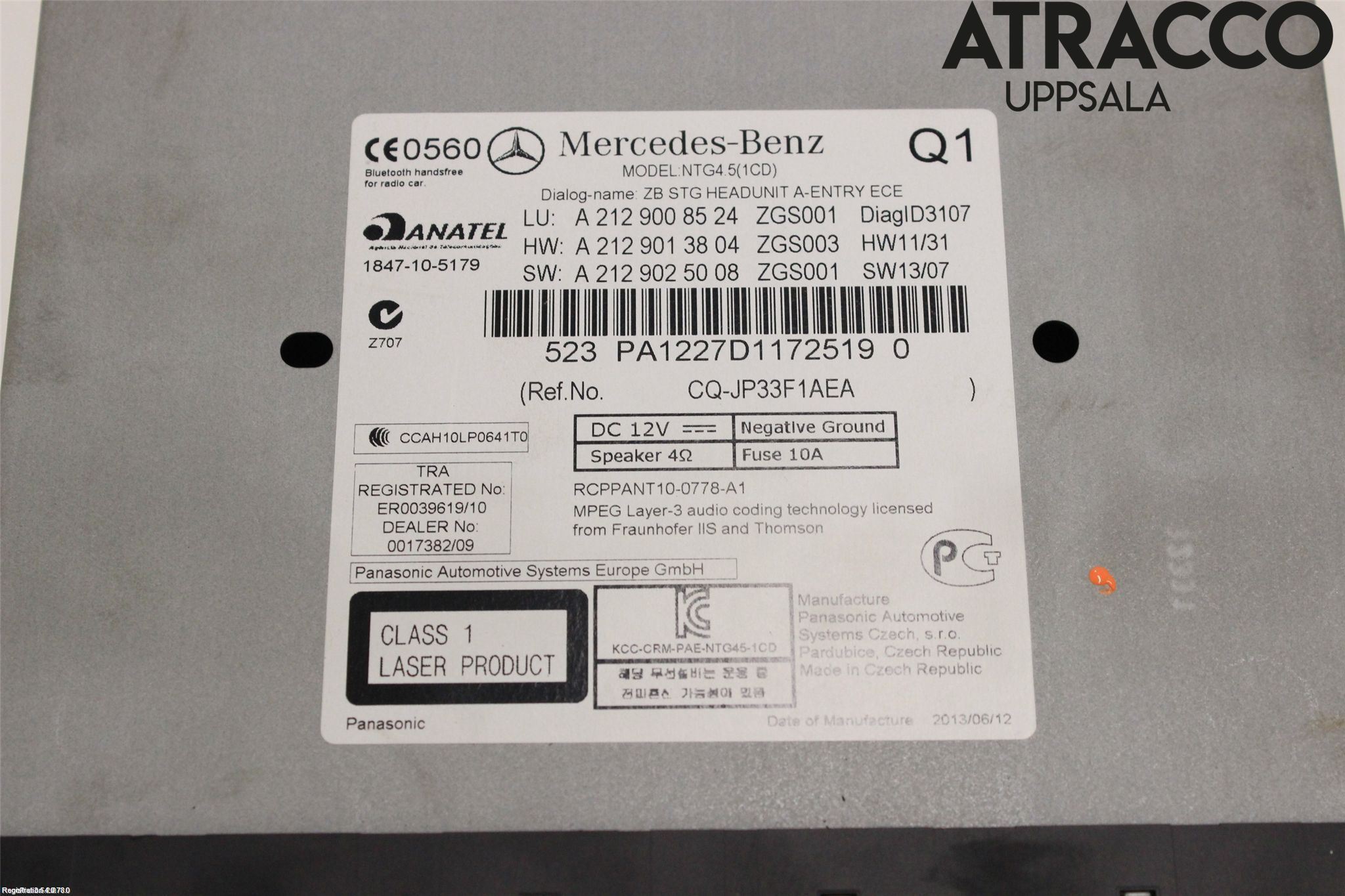 Mercedes-Benz MB E-KLASS (W212) 09-16 Cd Radio - Multimediapanel