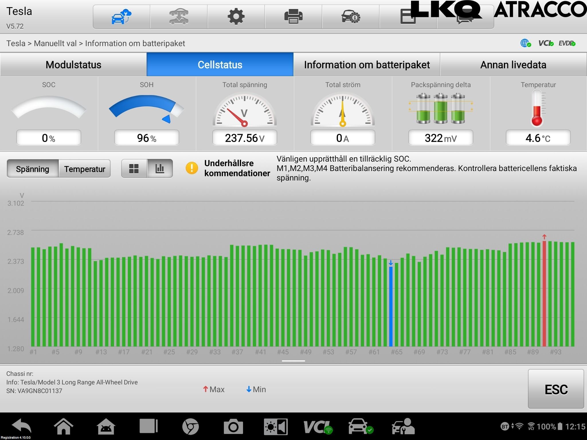 Tesla MODEL 3 17- Batteri Högspänning