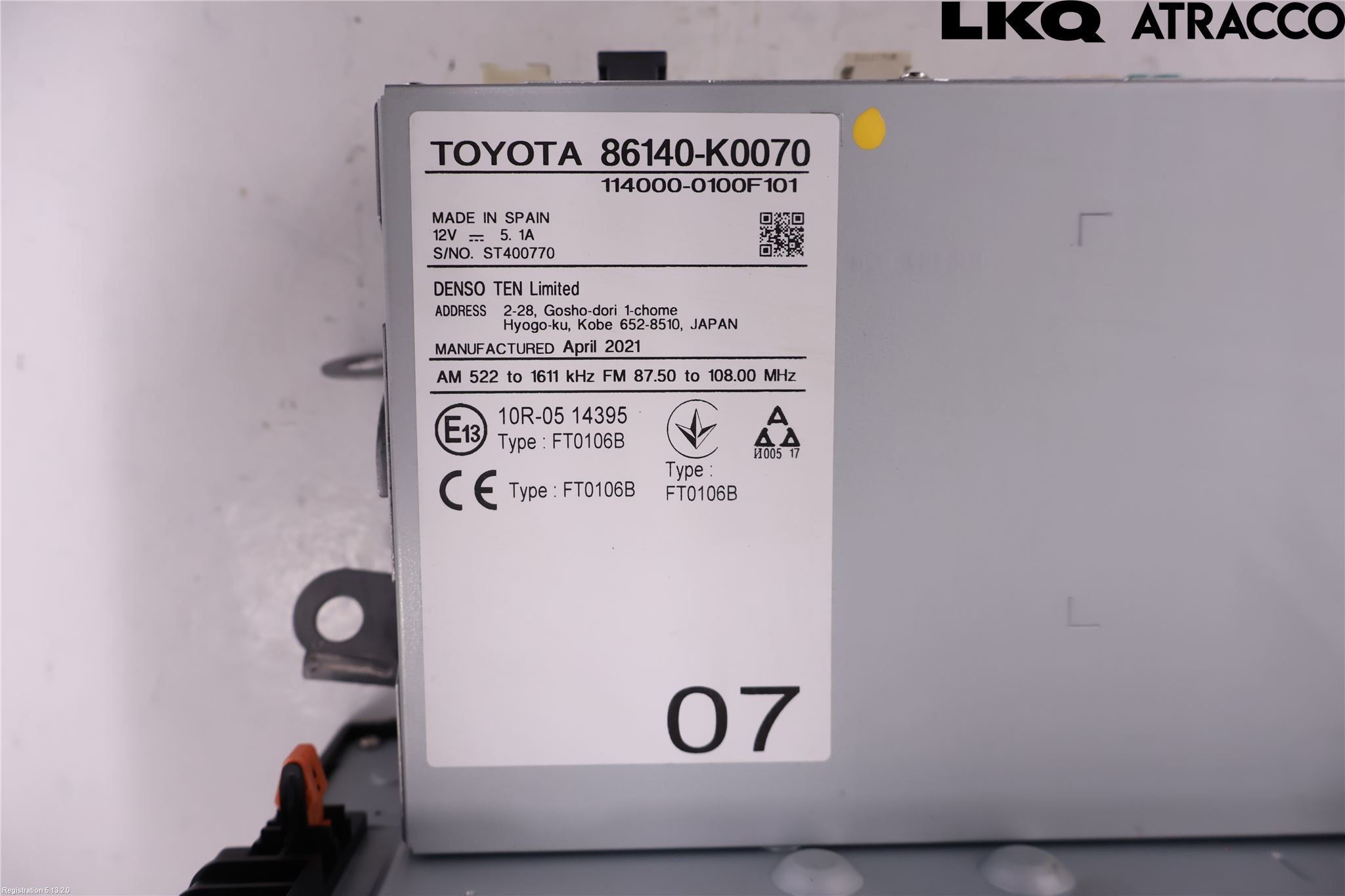 Toyota YARIS XP21 20- Cd Radio - Multimediapanel