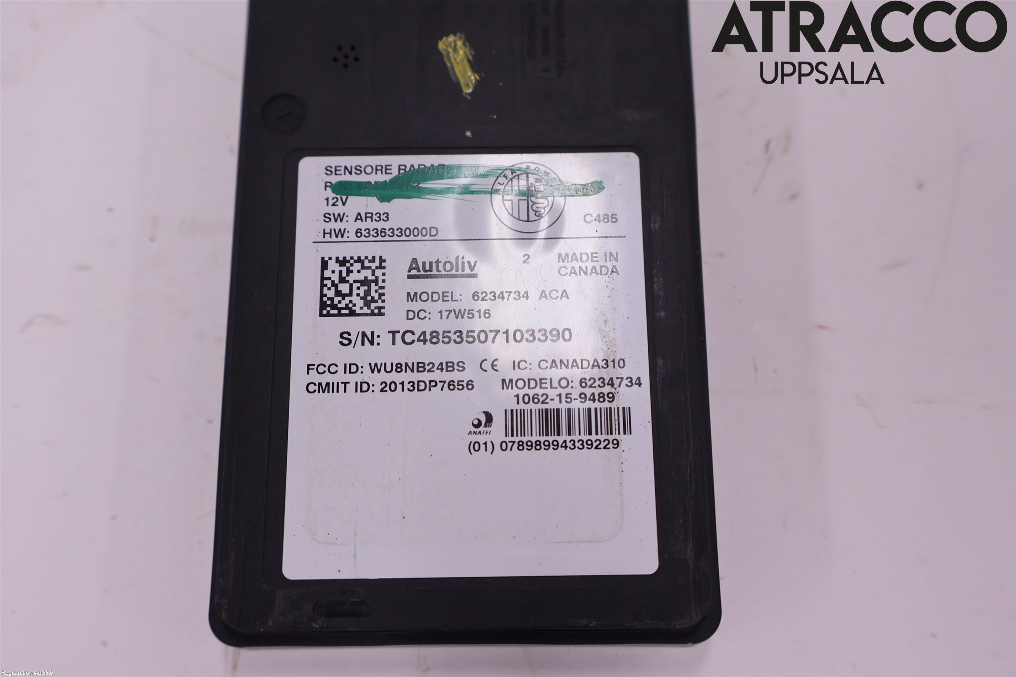 Alfa STELVIO 17- Sensor Aktivt Kollisionsskydd