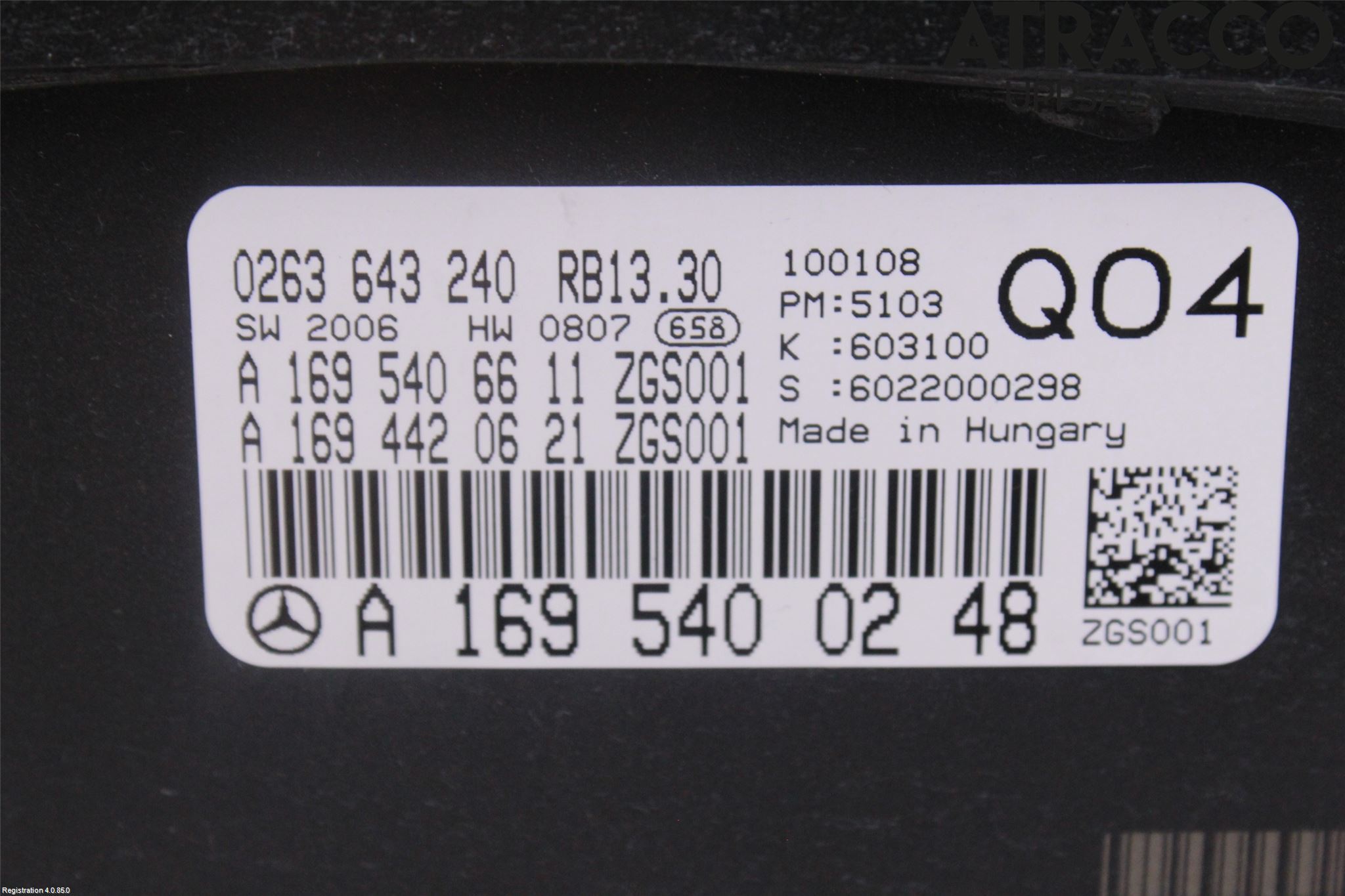Mercedes-Benz MB A-KLASS (W169) 04-12 Instrument Hast
