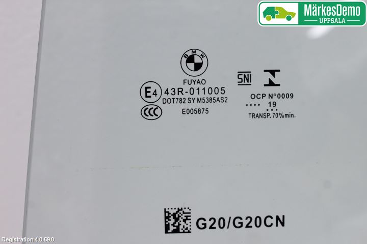 BMW 3 G20/G21/G80/G81 19- Dörruta Bak Vänster