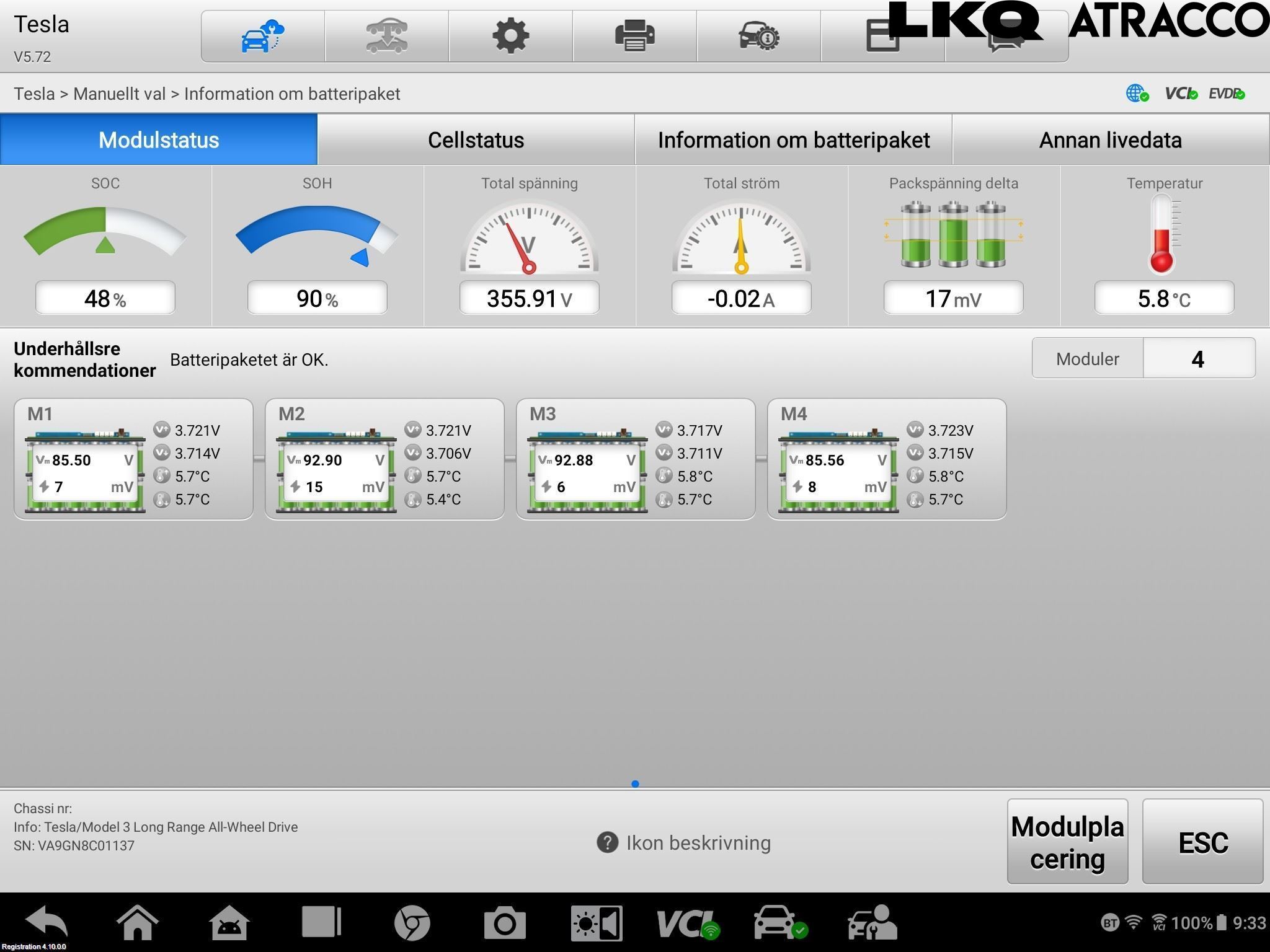 Tesla MODEL 3 17- Batteri Högspänning