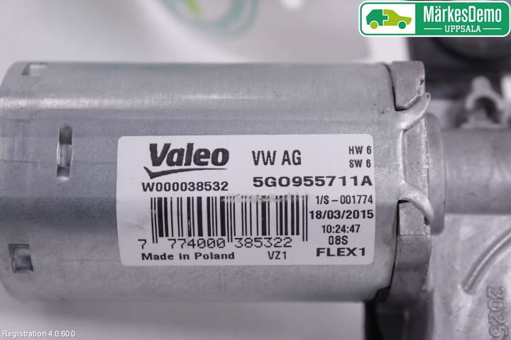 Volkswagen VW PASSAT 15-19 Torkarmotor Baklucka