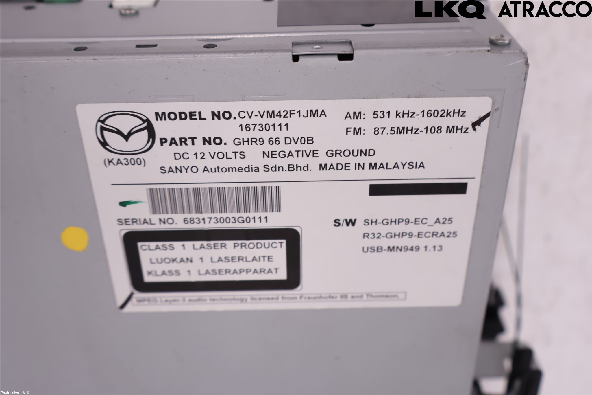 Mazda 6 13- Cd Radio - Multimediapanel