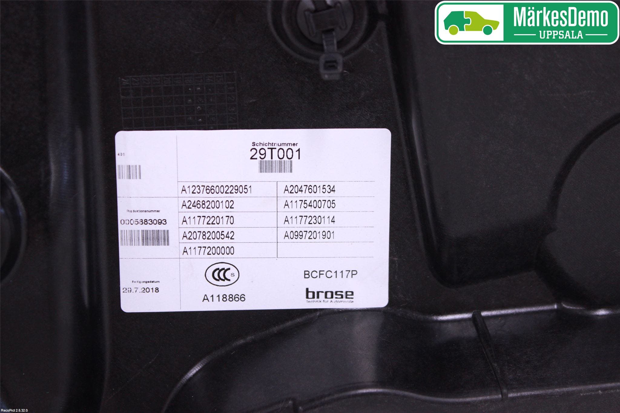 Mercedes-Benz MB CLA-KLASS (C117/X117) 13-19 Fönsterhiss El Kompl